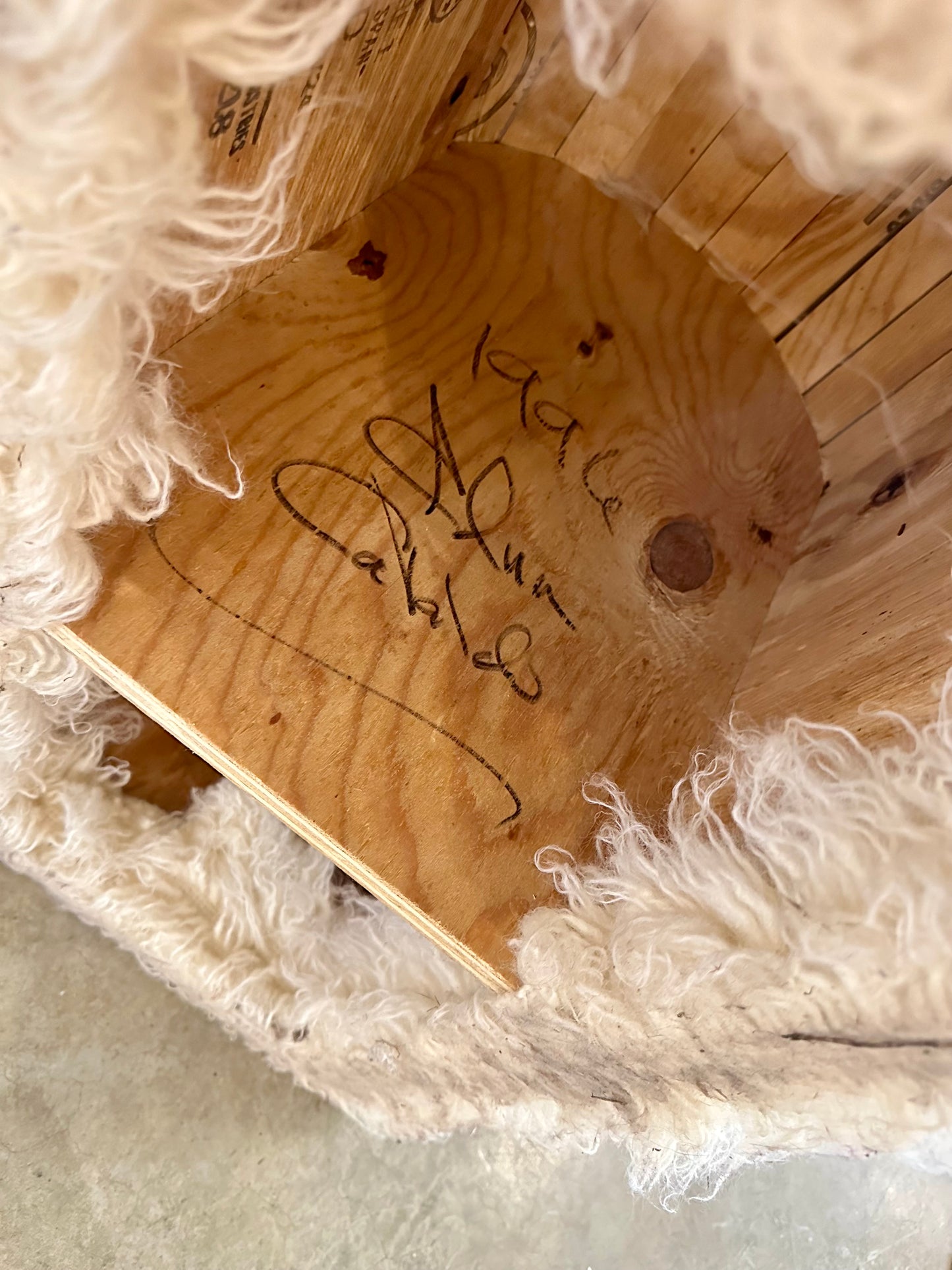 Edna Cataldo 1990s Signed Flocati Wool Llama Sculptural Chair