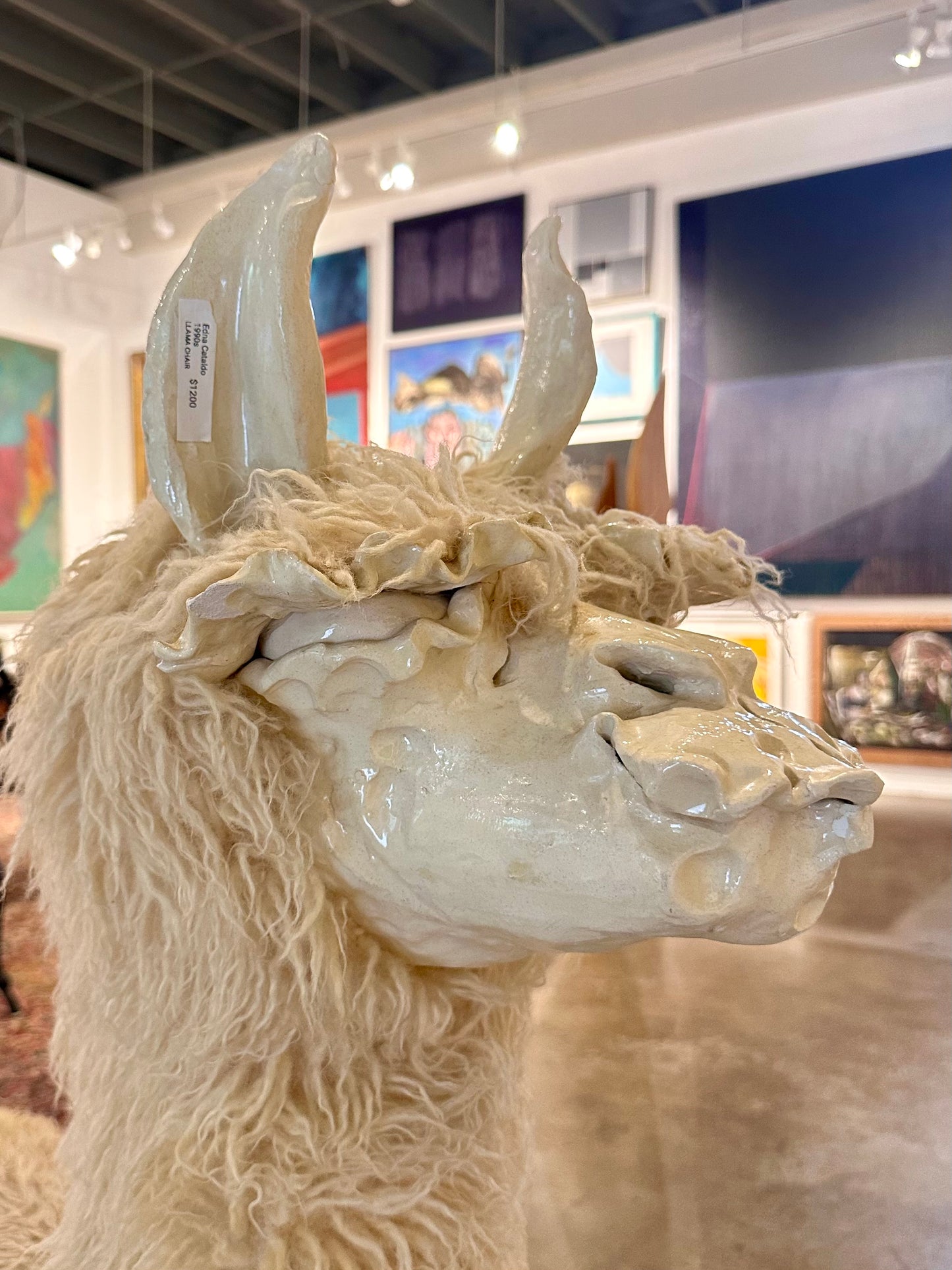 Edna Cataldo 1990s Signed Flocati Wool Llama Sculptural Chair