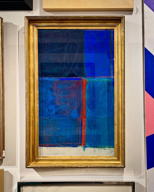 1988 Abstract Composition in Paint on Paper by Joan Gold, 19th Century Gilt Frame