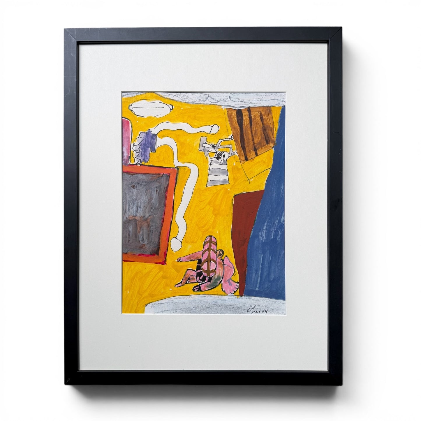 20th Century American John Mart Opie (b.1936) Abstract Painting on Paper, 1966, Framed