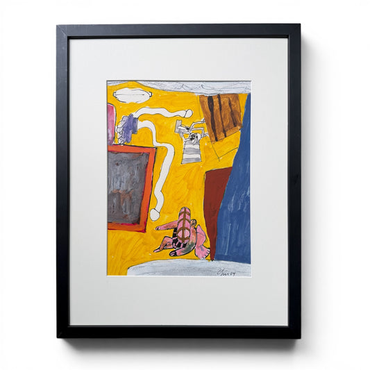 20th Century American John Mart Opie (b.1936) Abstract Painting on Paper, 1966, Framed