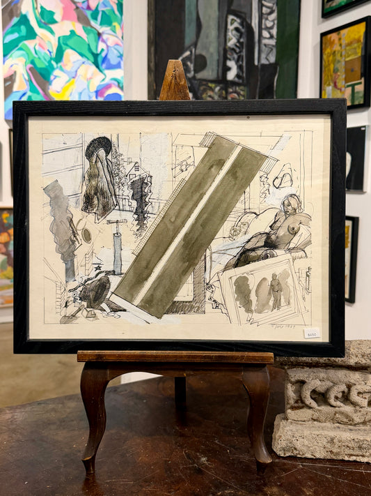 20th Century American John Mart Opie (b.1936) Abstract Painting on Paper, 1969, Framed