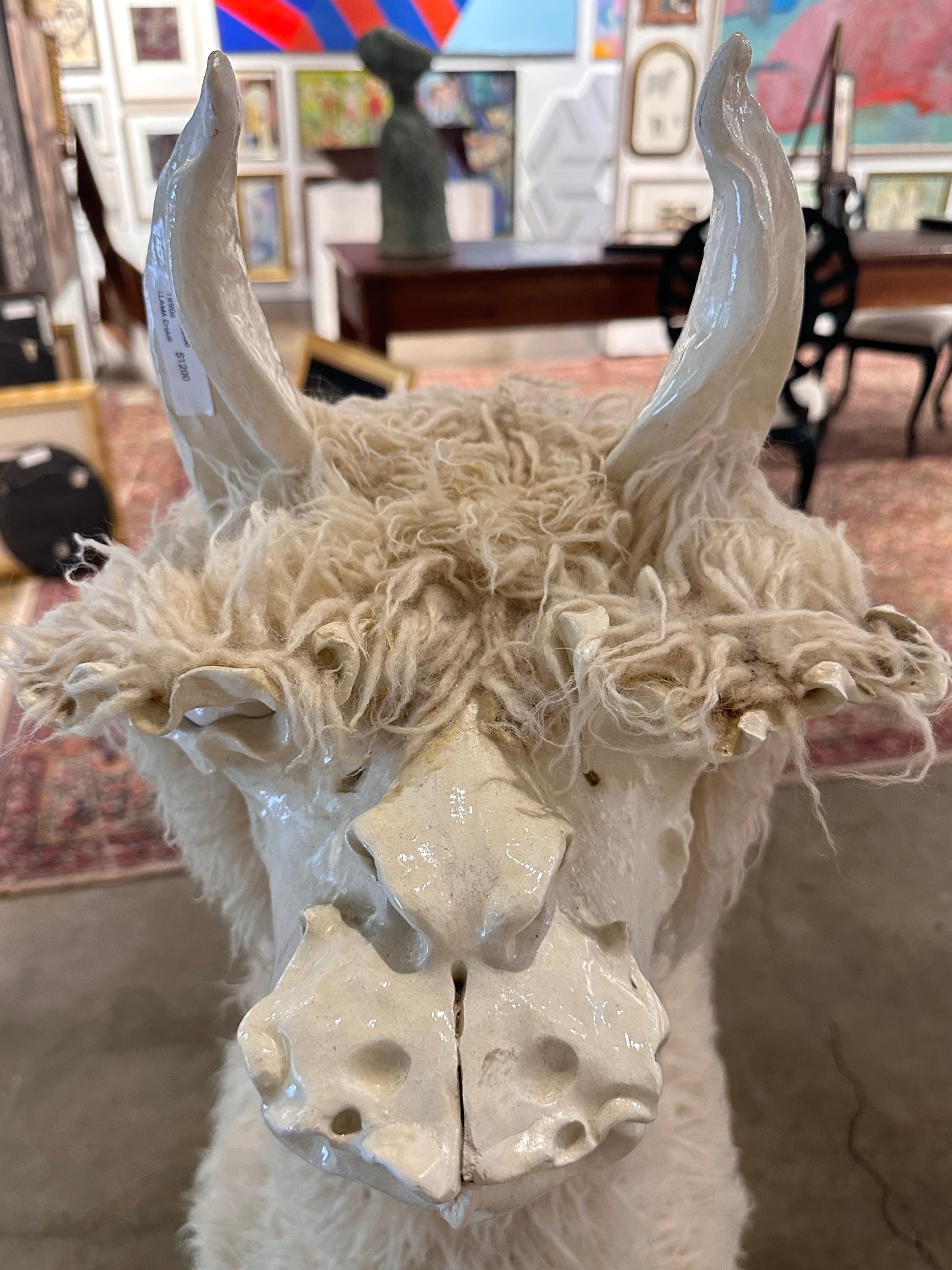 Edna Cataldo 1990s Signed Flocati Wool Llama Sculptural Chair