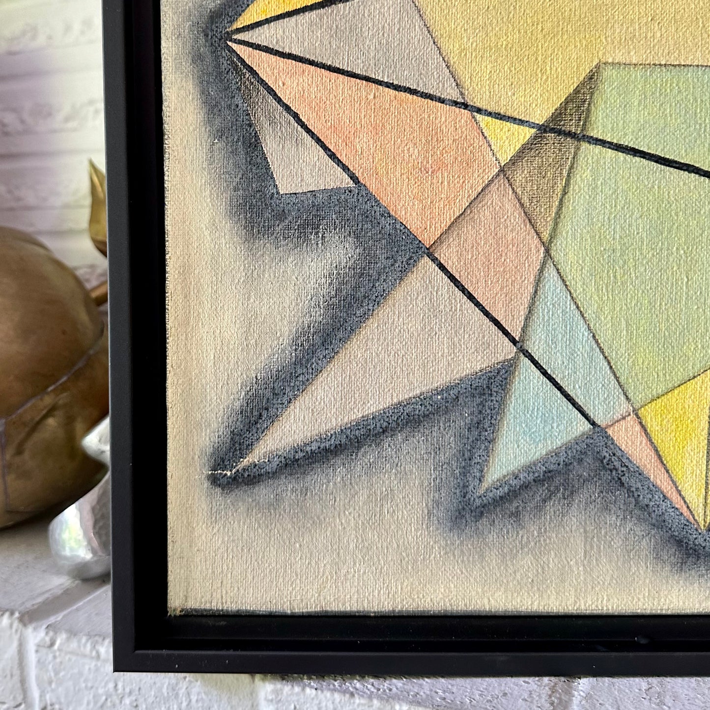 Cicely De Beers (1892-1973) oil on canvas abstract composition in custom black frame