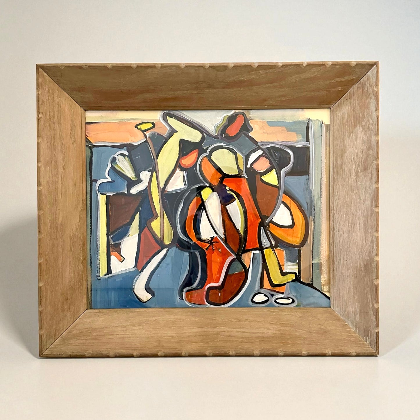 1960s Abstract Painting on Paper in Vintage Deep Cove Frame
