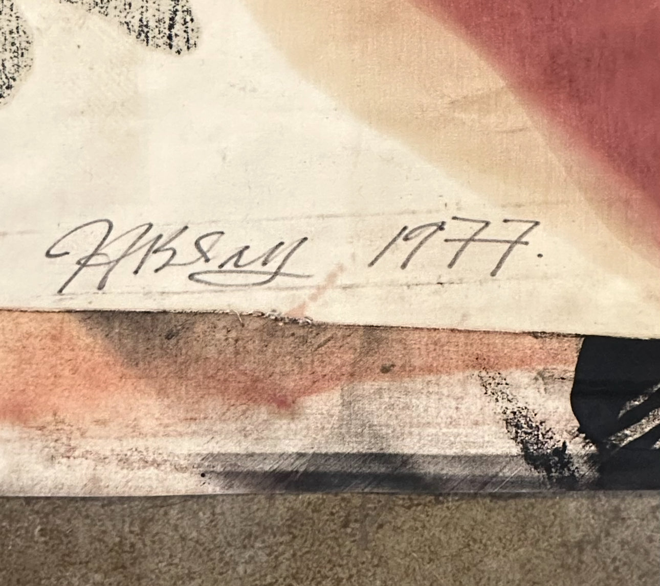 1977 Large Scale Stain Painting on Canvas, Signed