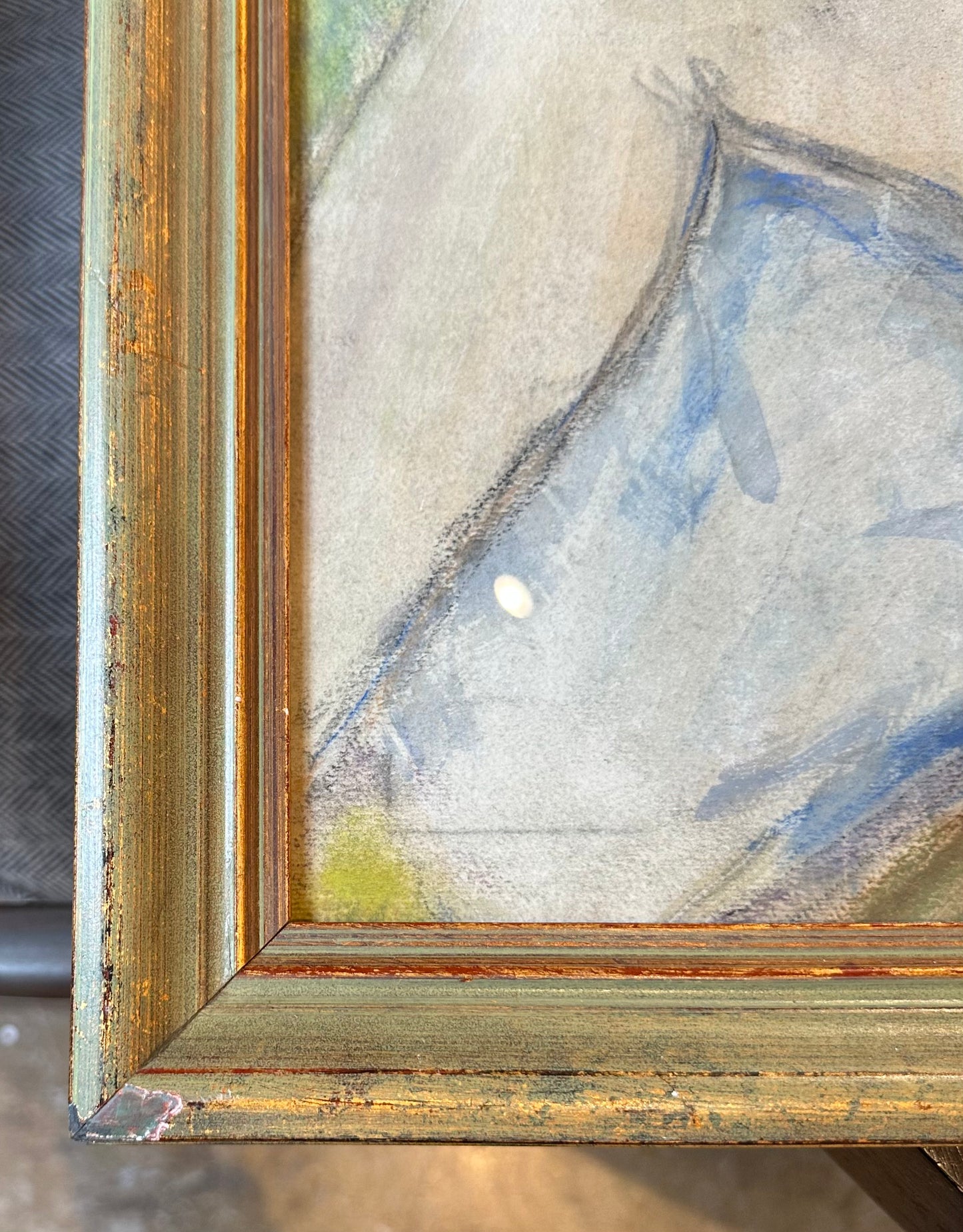Circa 1940s Watercolor seated nude, framed
