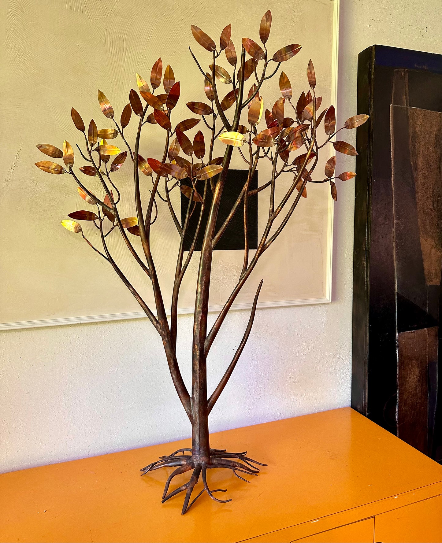 Mid 20th Century Mixed Metal Life Size Tree Sculpture