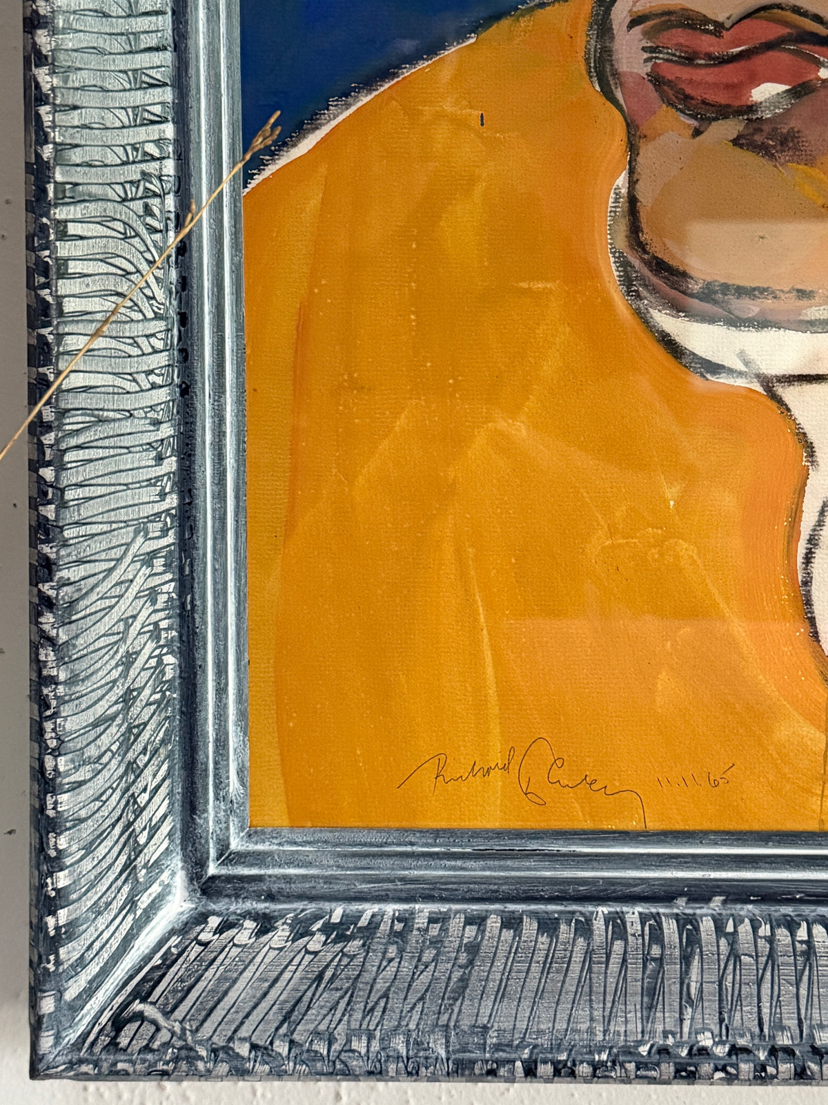 Harley Francis 1960s Paint on Paper Portrait, 1965, Vintage Frame