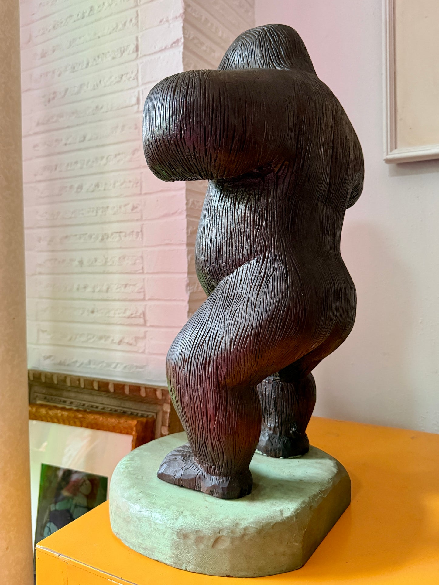 Large mid 20th century folk art gorilla carving