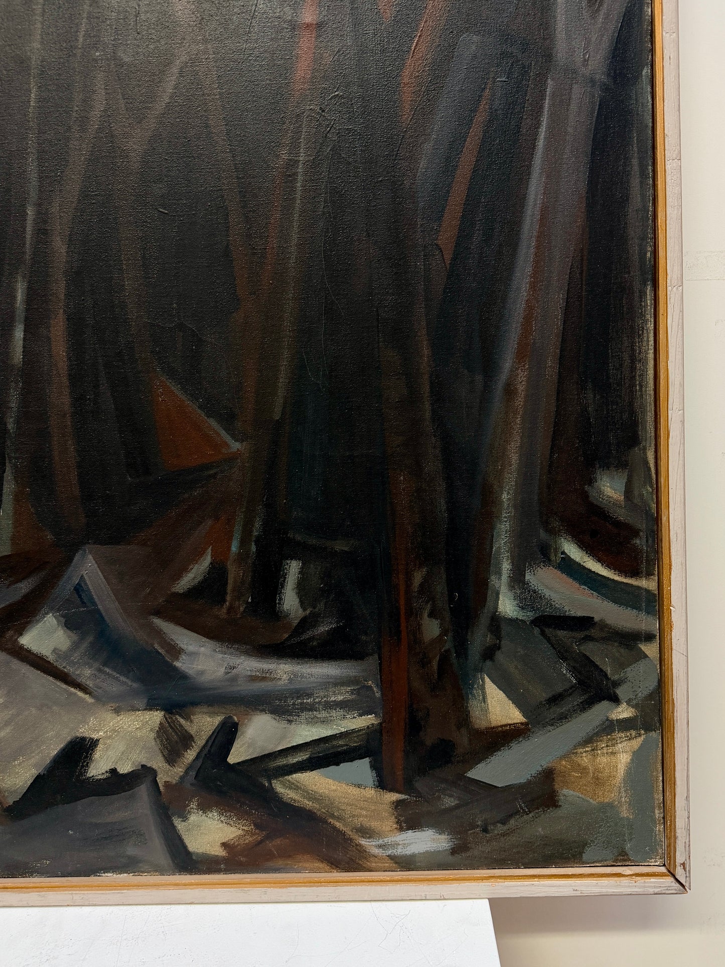 (ON HOLD) 20th Century Large Vintage Oil on Canvas Cubist Abstracted Forest Scene