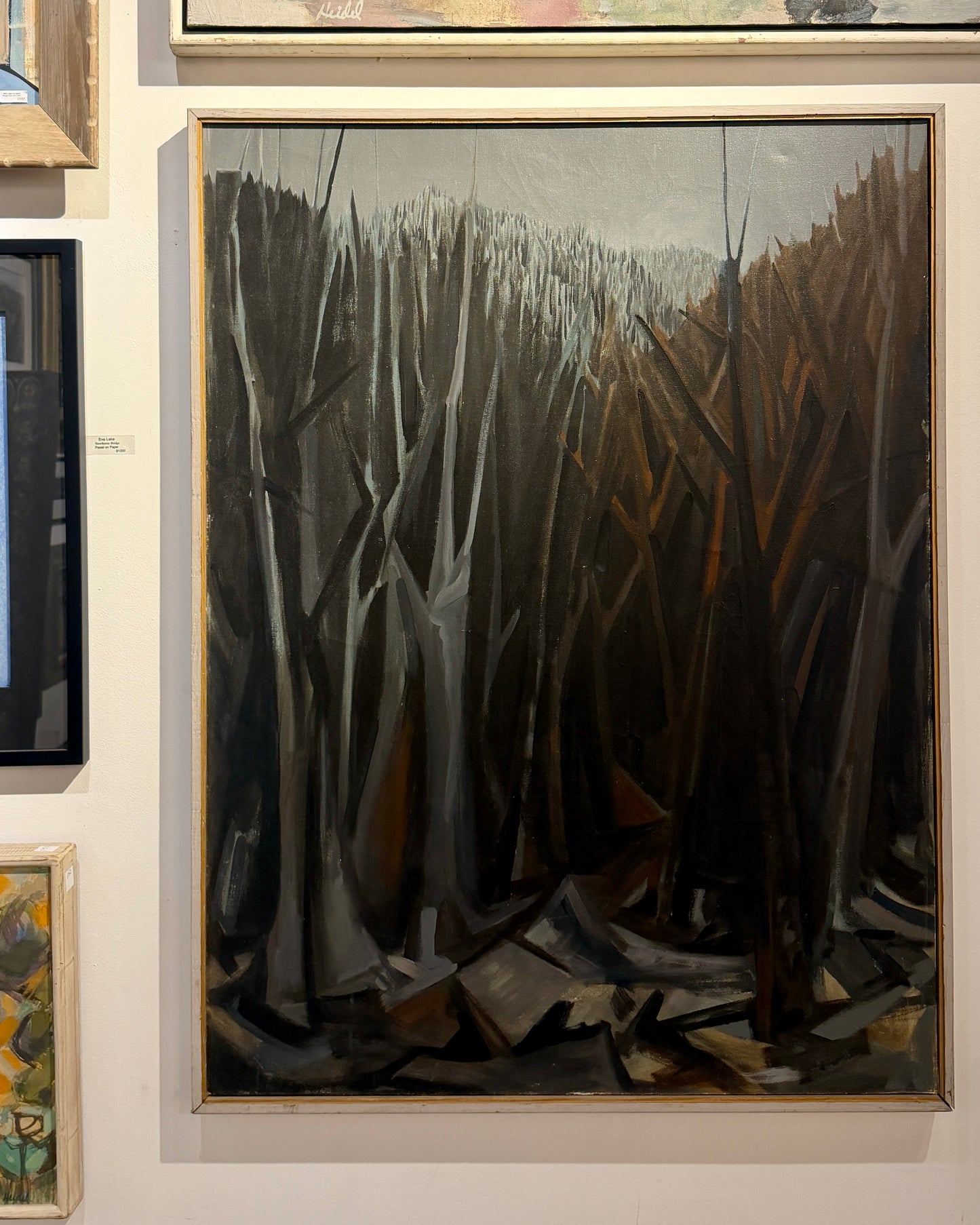 (ON HOLD) 20th Century Large Vintage Oil on Canvas Cubist Abstracted Forest Scene