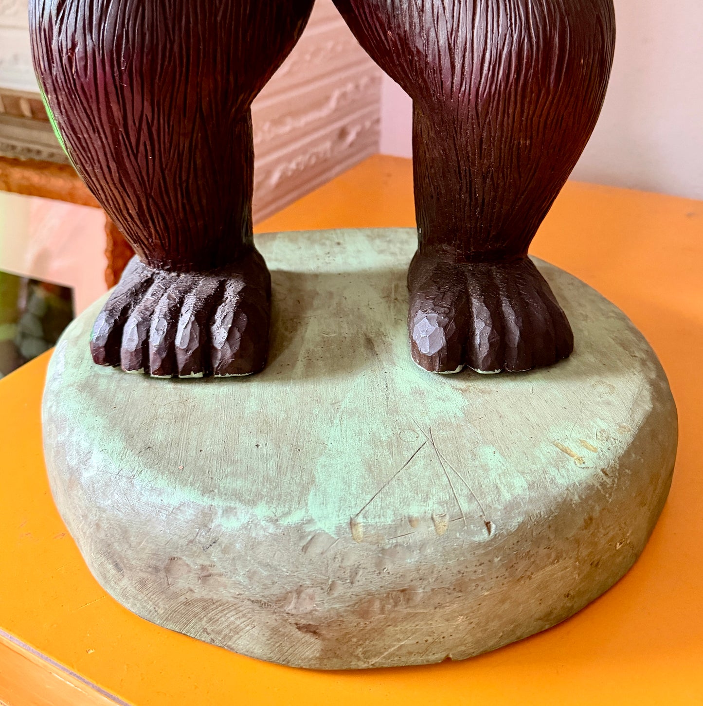 Large mid 20th century folk art gorilla carving