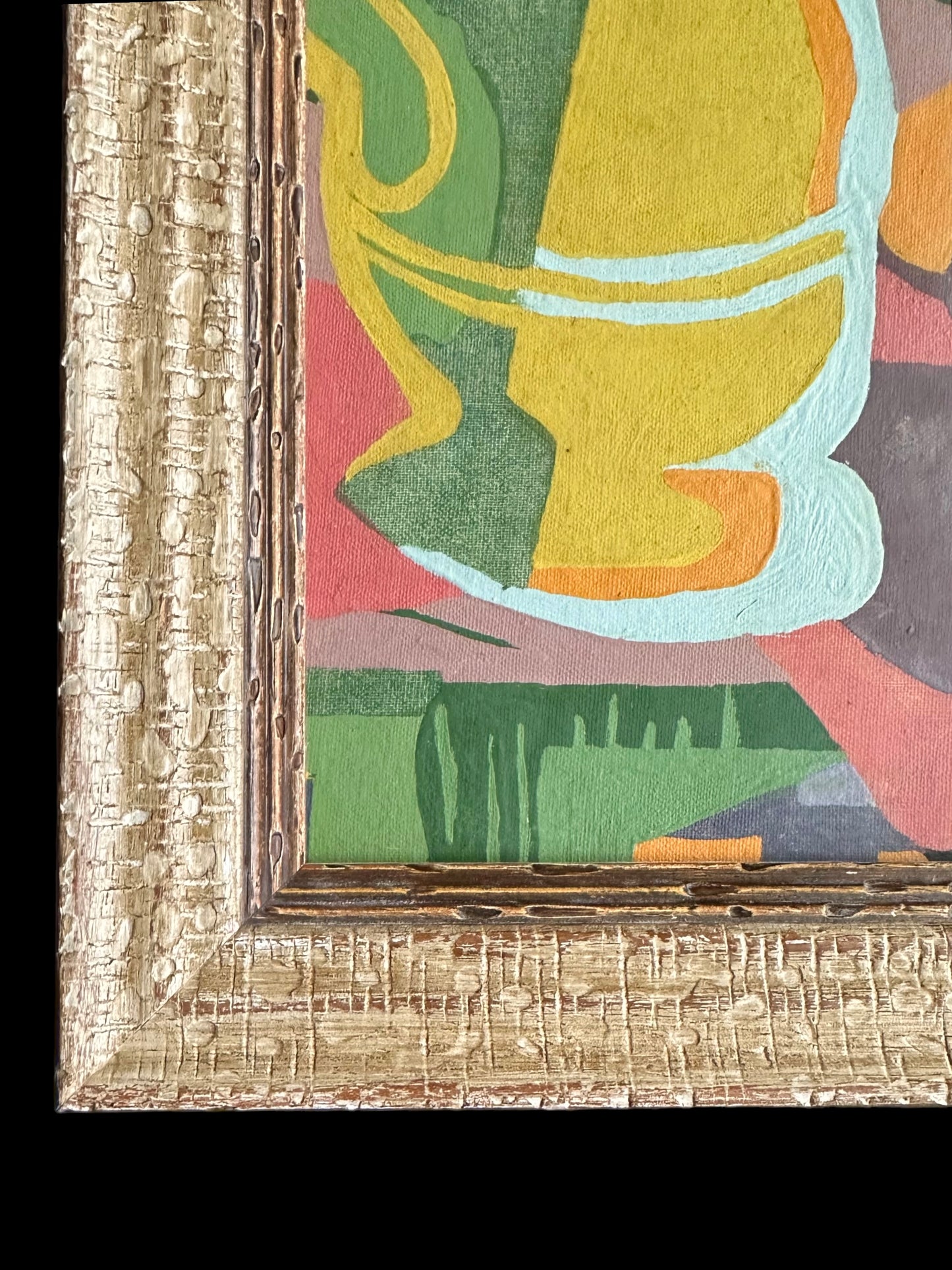 Modernist Still Life Painting on Canvas in Vintage Frame