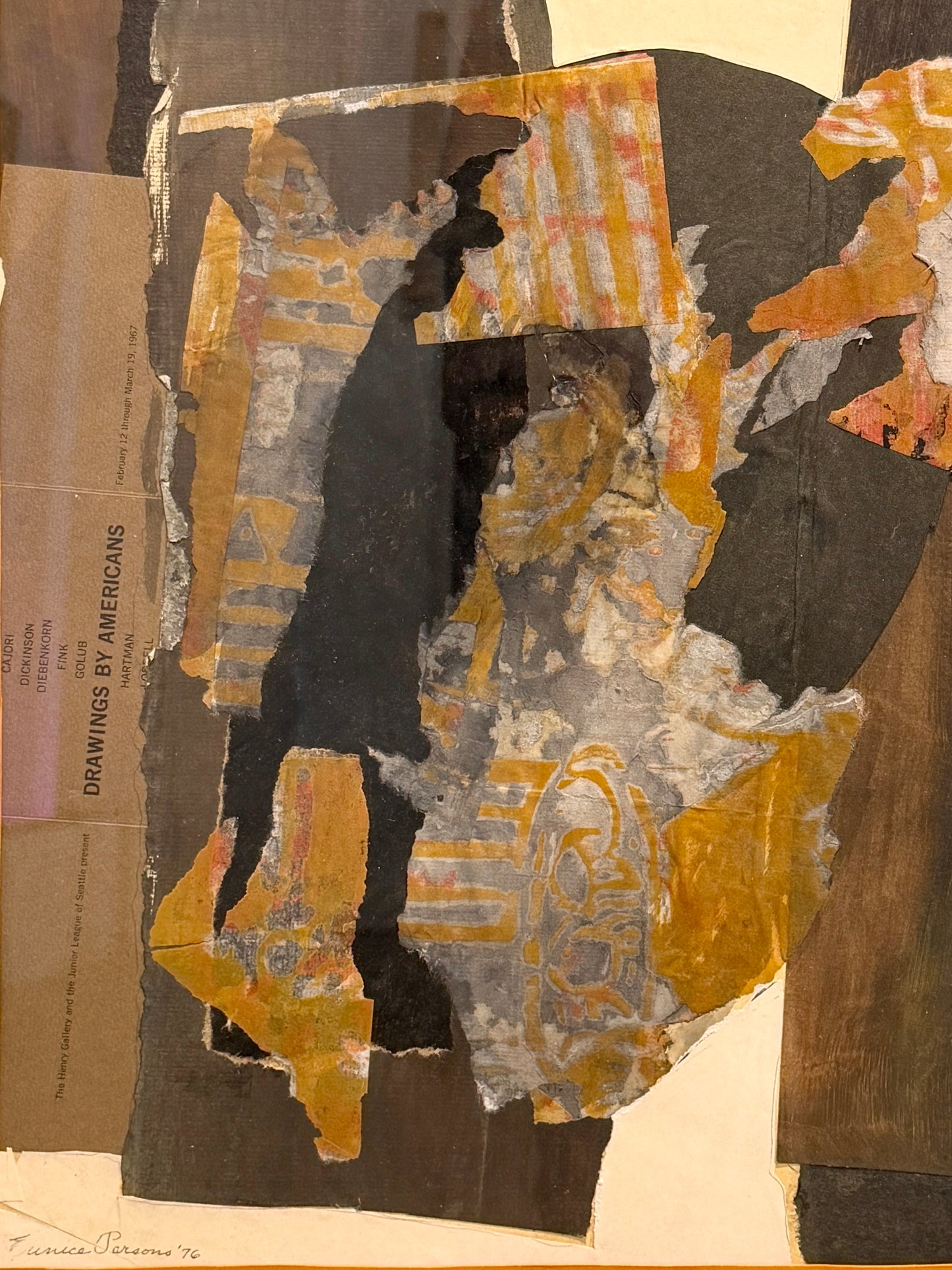 Eunice Jensen Parsons (1916-2024) Modernist Mixed Media Collage 1976