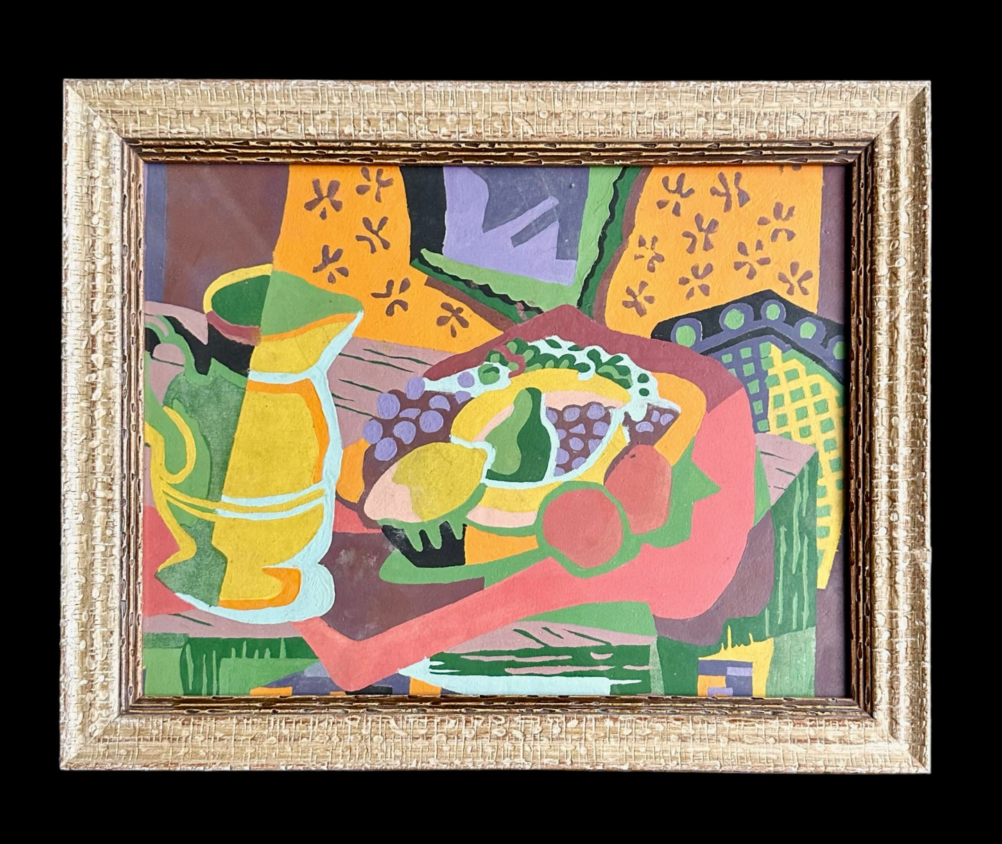 Modernist Still Life Painting on Canvas in Vintage Frame