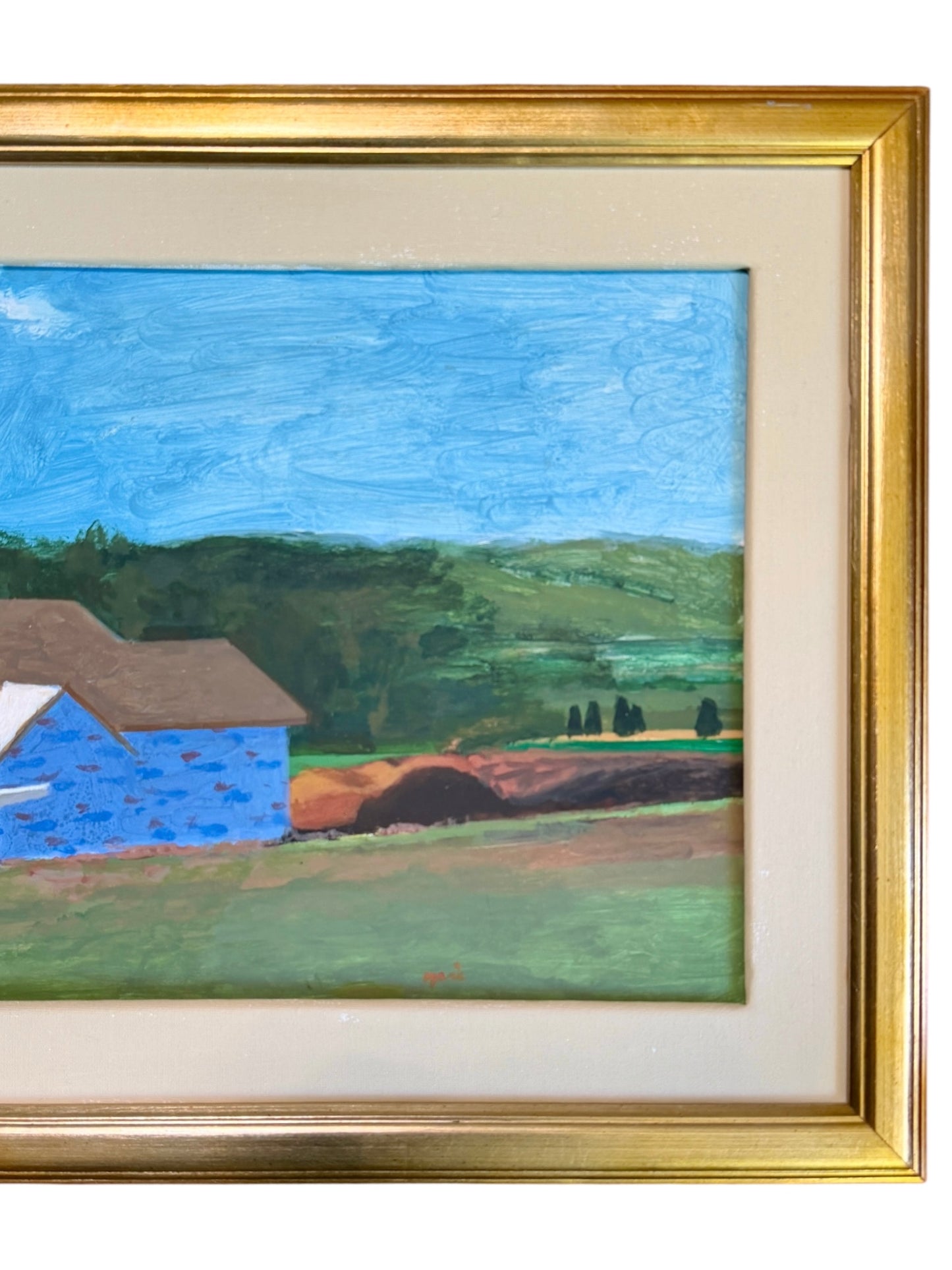 20th Century American John Mart Opie (b. 1936) House with Tyvek Wrap, Artist Framed