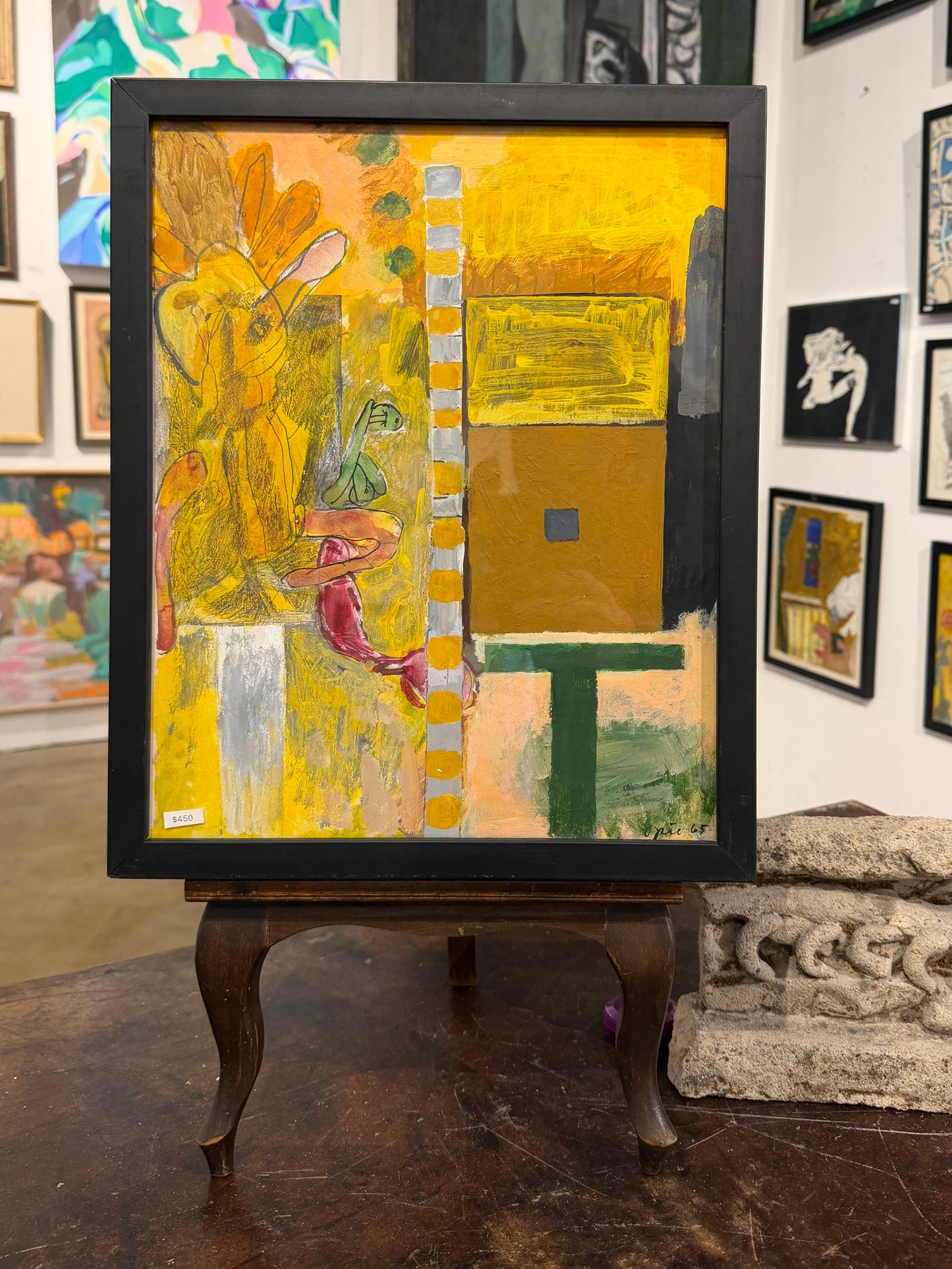 20th Century American John Mart Opie (b.1936) Abstract Painting on Paper, 1965, Framed