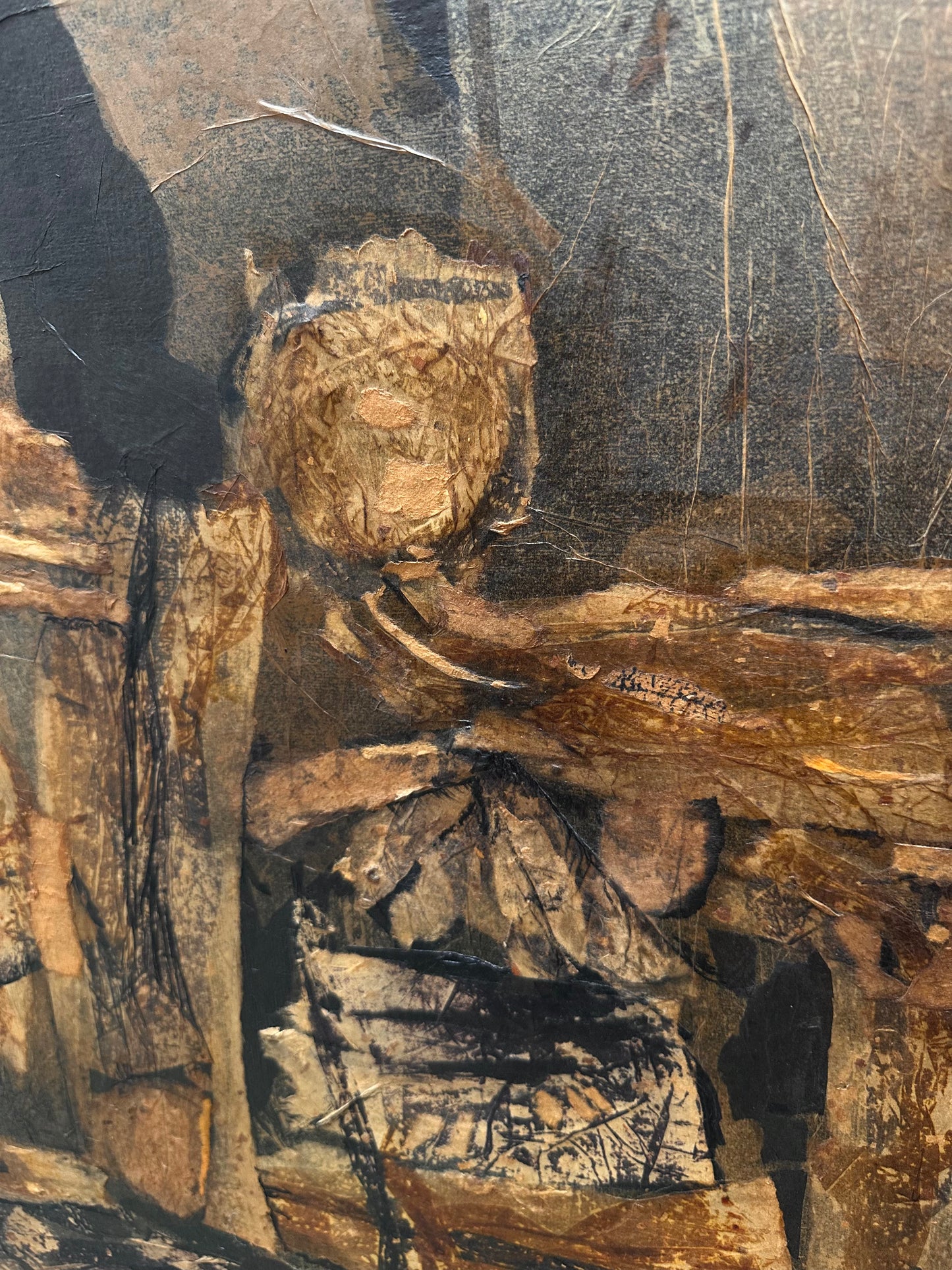 Maurice Abramson (1908-1993) Large Abstract Mixed Media Composition in Original Frame, 1960s
