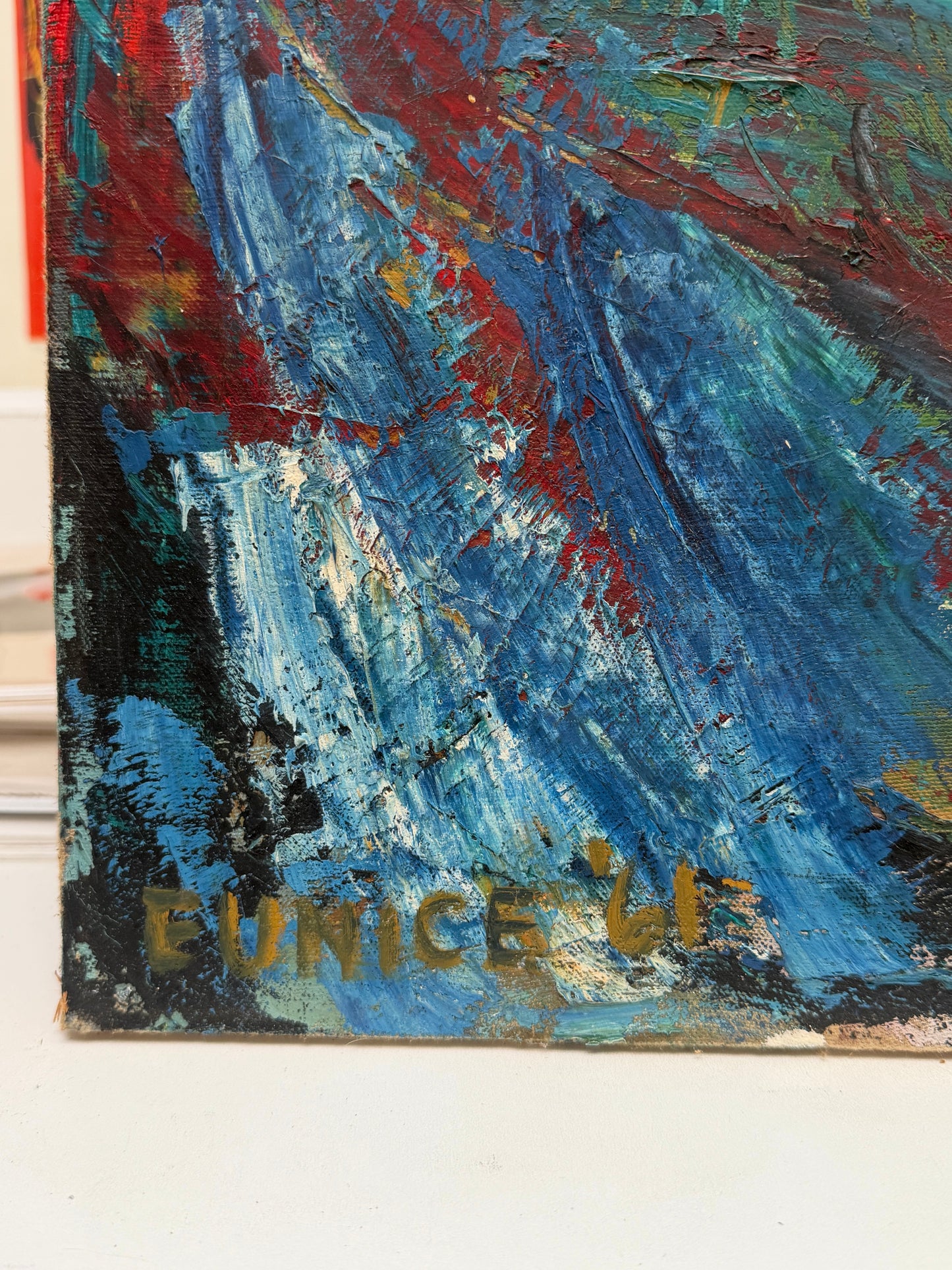 Eunice Parsons (1916-2024) Oil on Canvas 1961 Abstract Figures