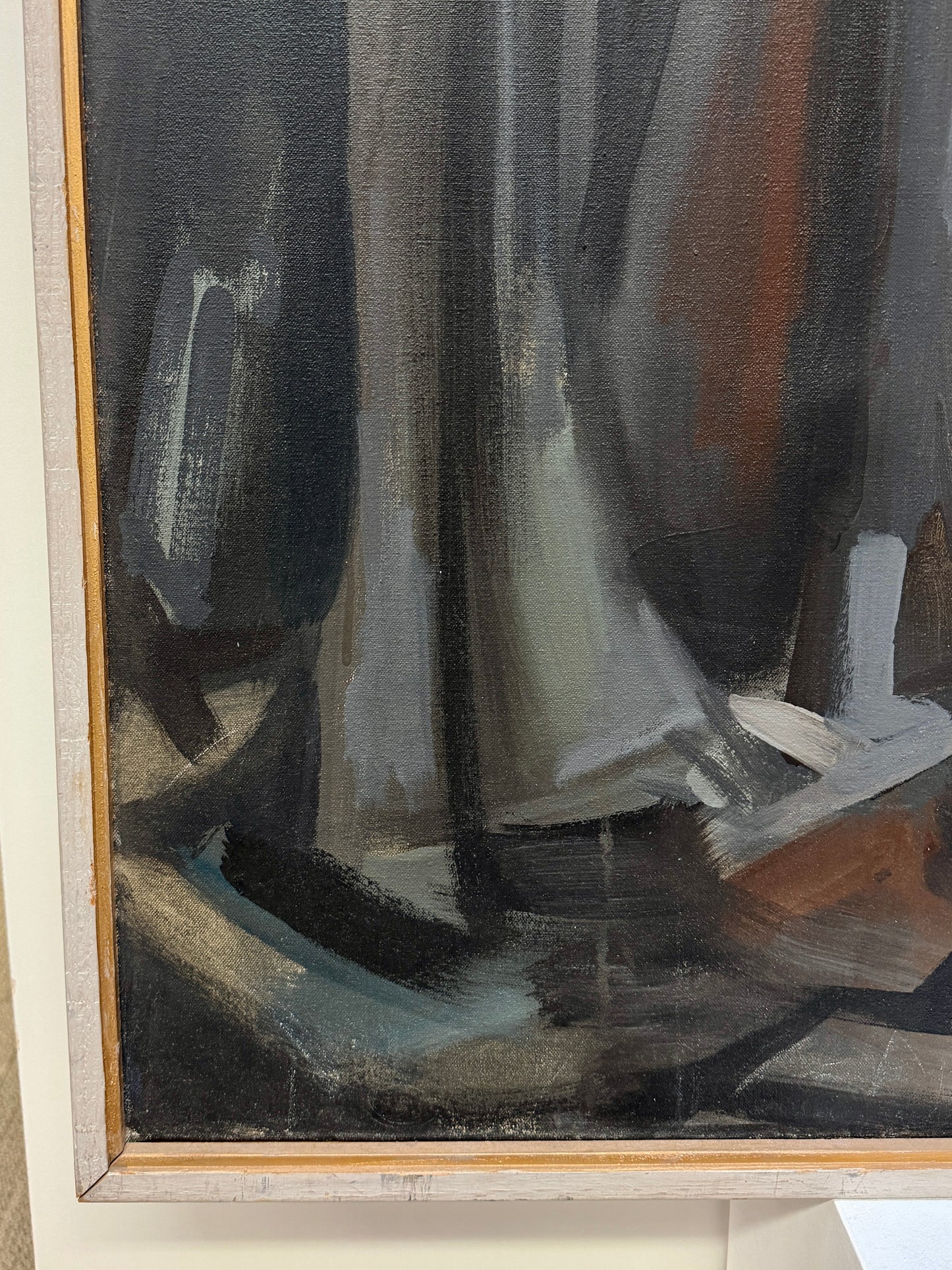 (ON HOLD) 20th Century Large Vintage Oil on Canvas Cubist Abstracted Forest Scene