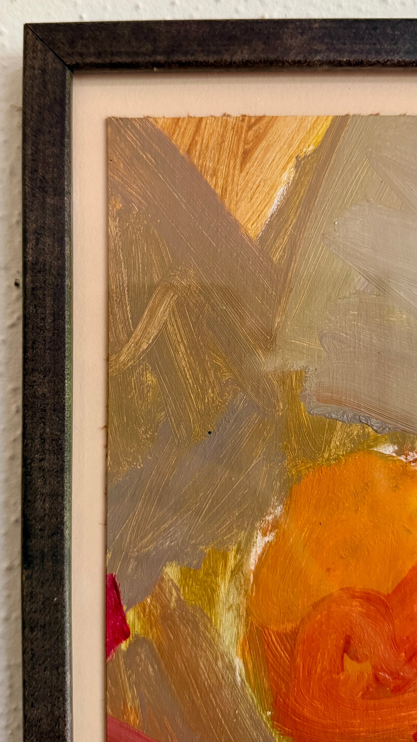 Abstract still life painting on paper by Margie Lee (1950-2021) framed
