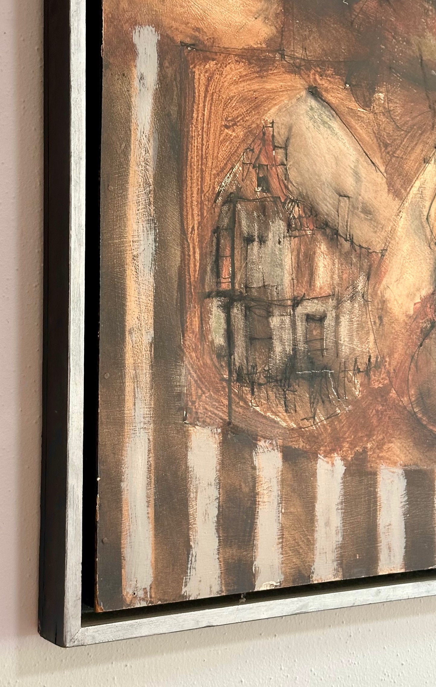 Large Abstract mid 20th Century Assemblage Painting