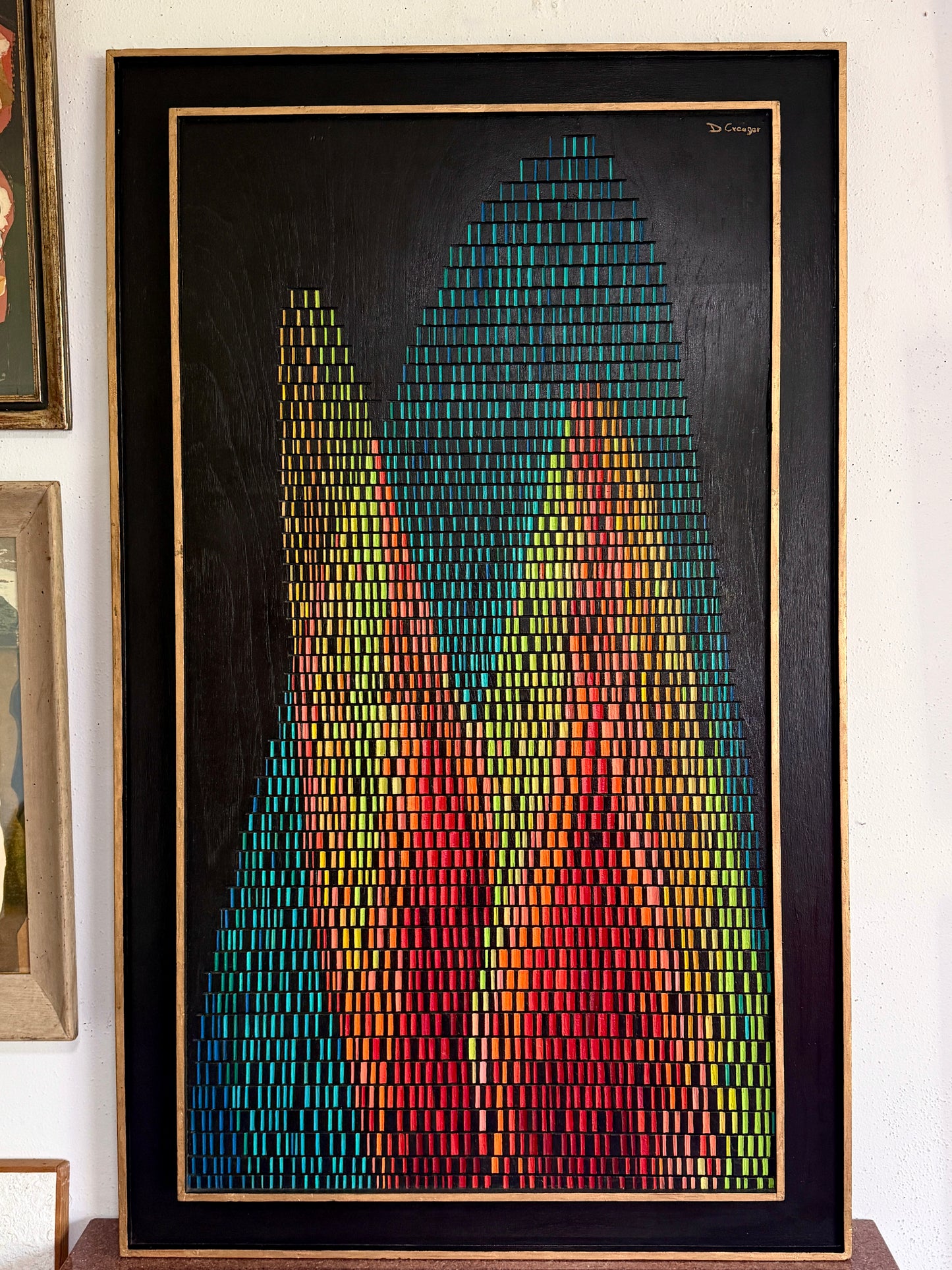 Large Scale 1960s Carved Plywood and Oil Paint Abstract Panel by Artist Donald Creager (1928-2021)