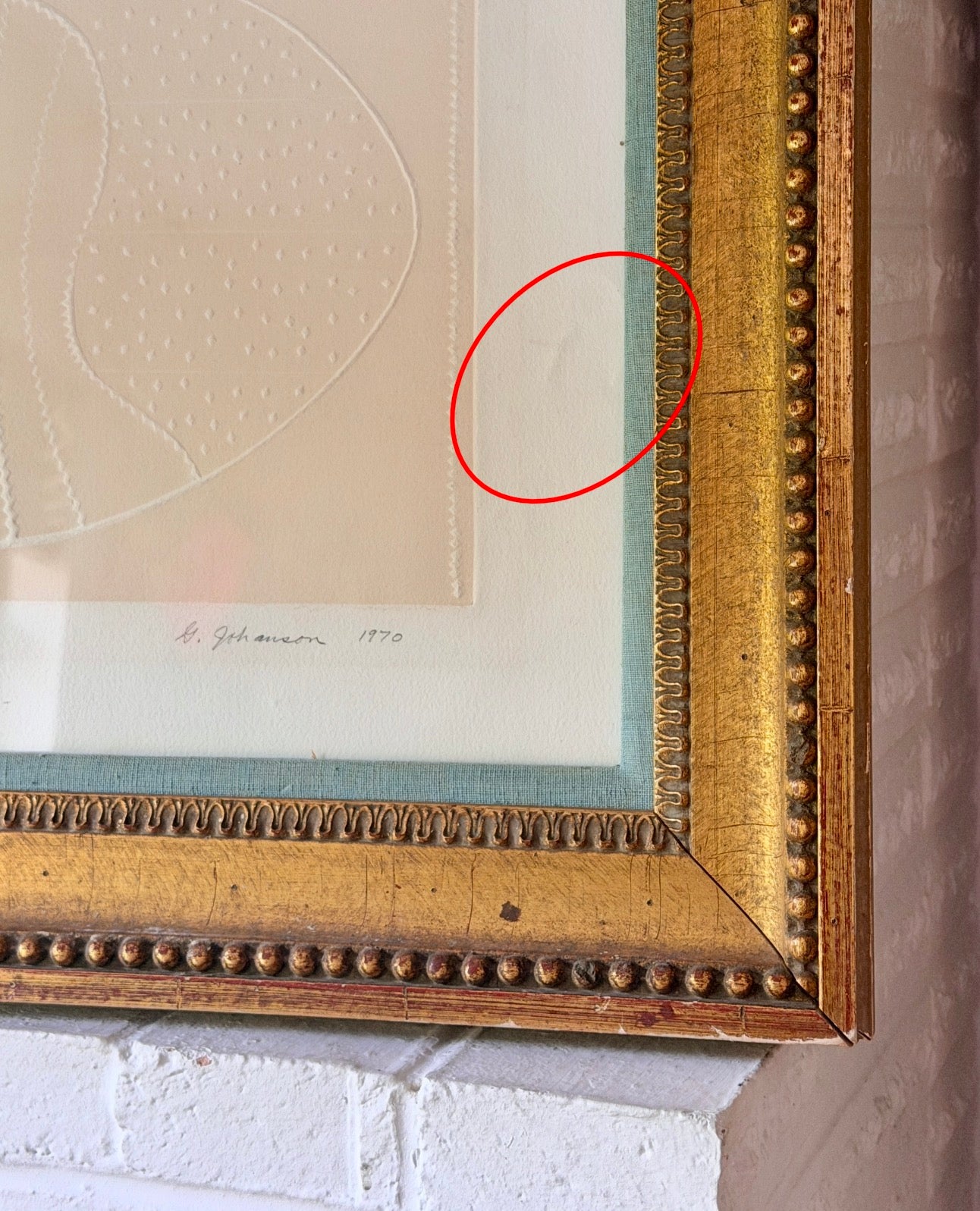 George Johanson A/P Signed Print “Insect Box” 1970 in Antique Gilt Frame