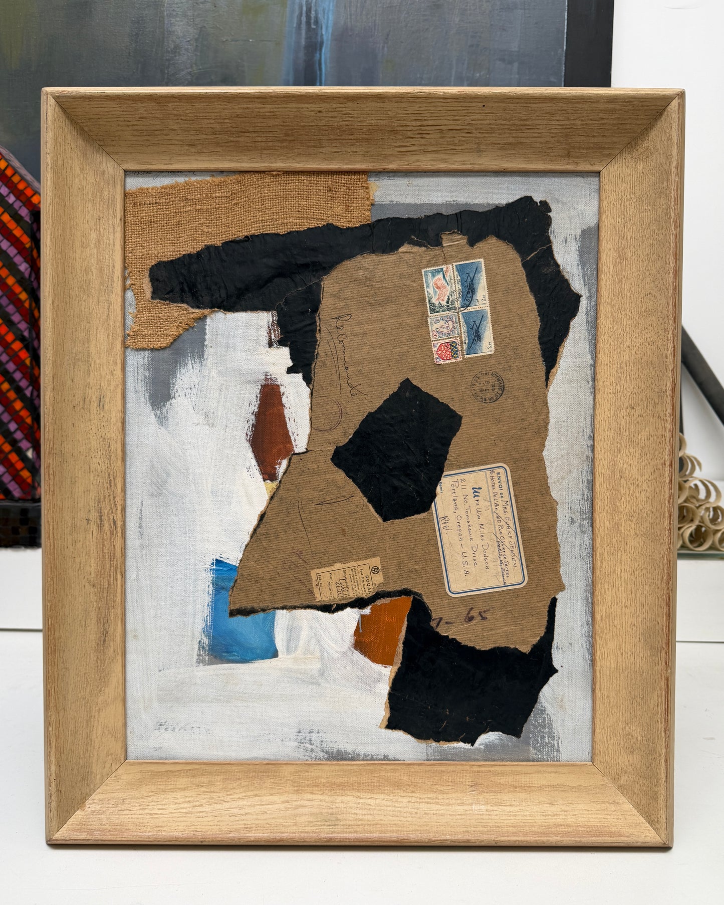 Eunice Jensen Parsons (1916-2024) Modernist Mixed Media Collage 1965