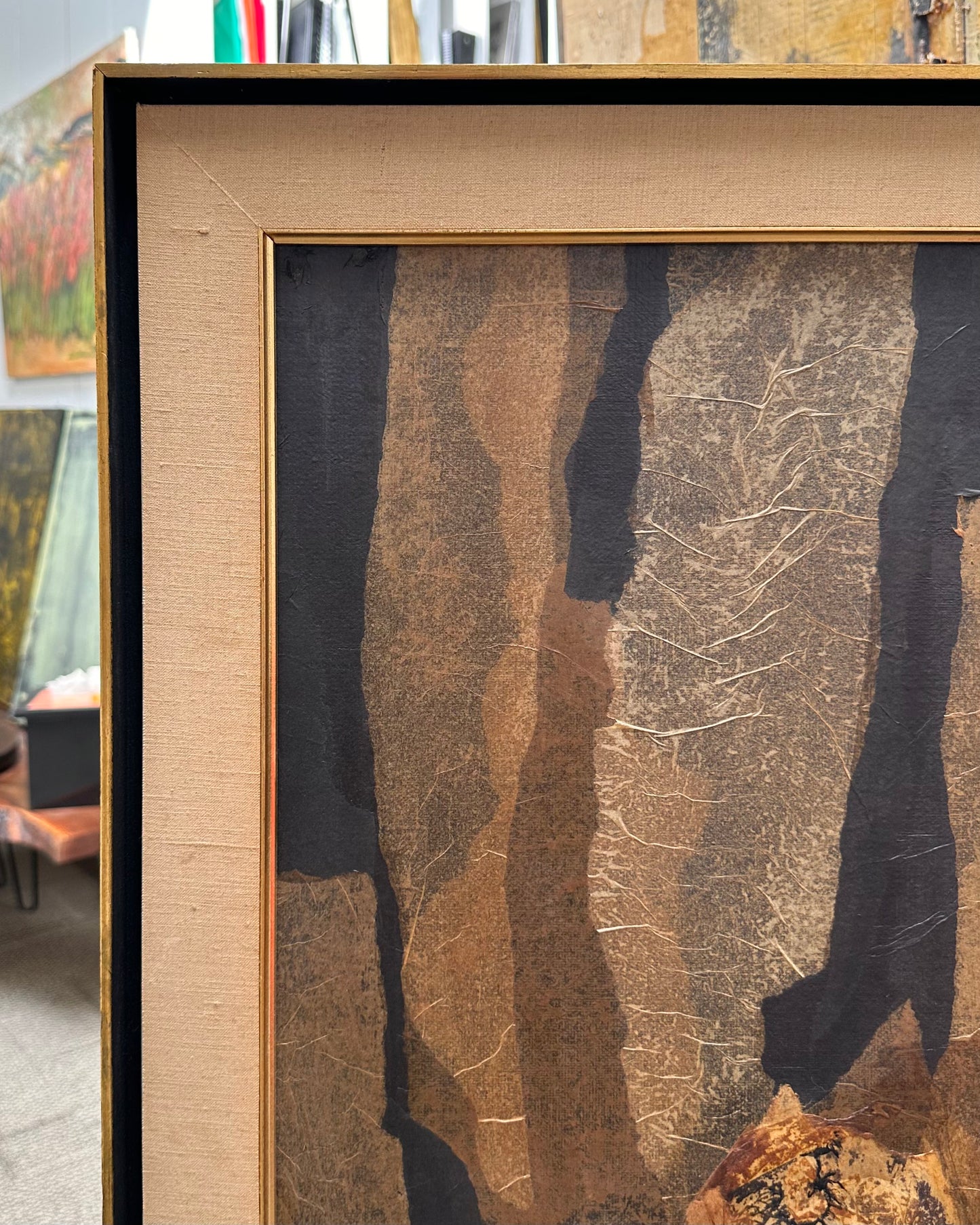 Maurice Abramson (1908-1993) Large Abstract Mixed Media Composition in Original Frame, 1960s