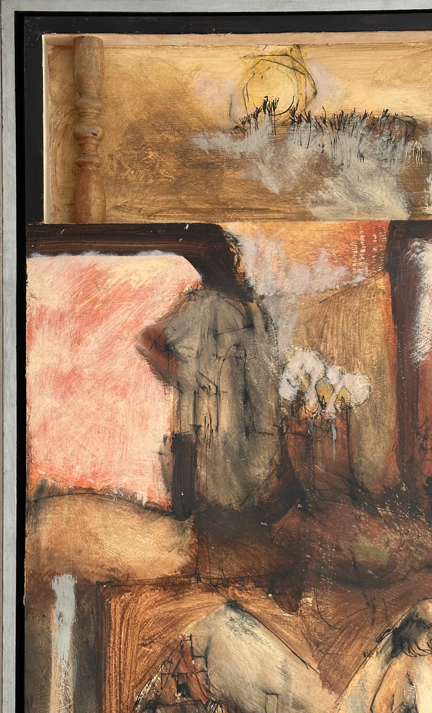Large Abstract mid 20th Century Assemblage Painting