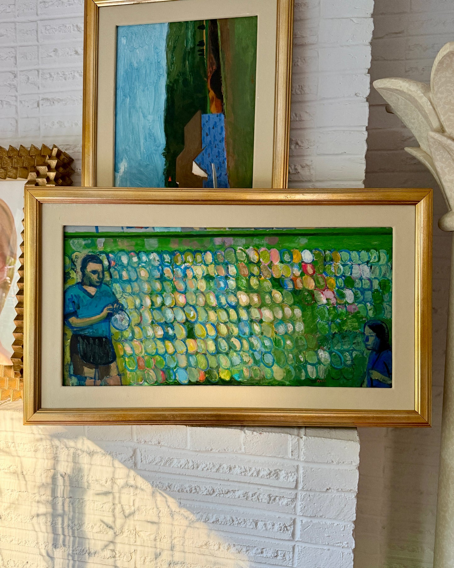 20th Century American John Mart Opie (b. 1936) Carnival Balloon Game Painting on Board, Artist Framed