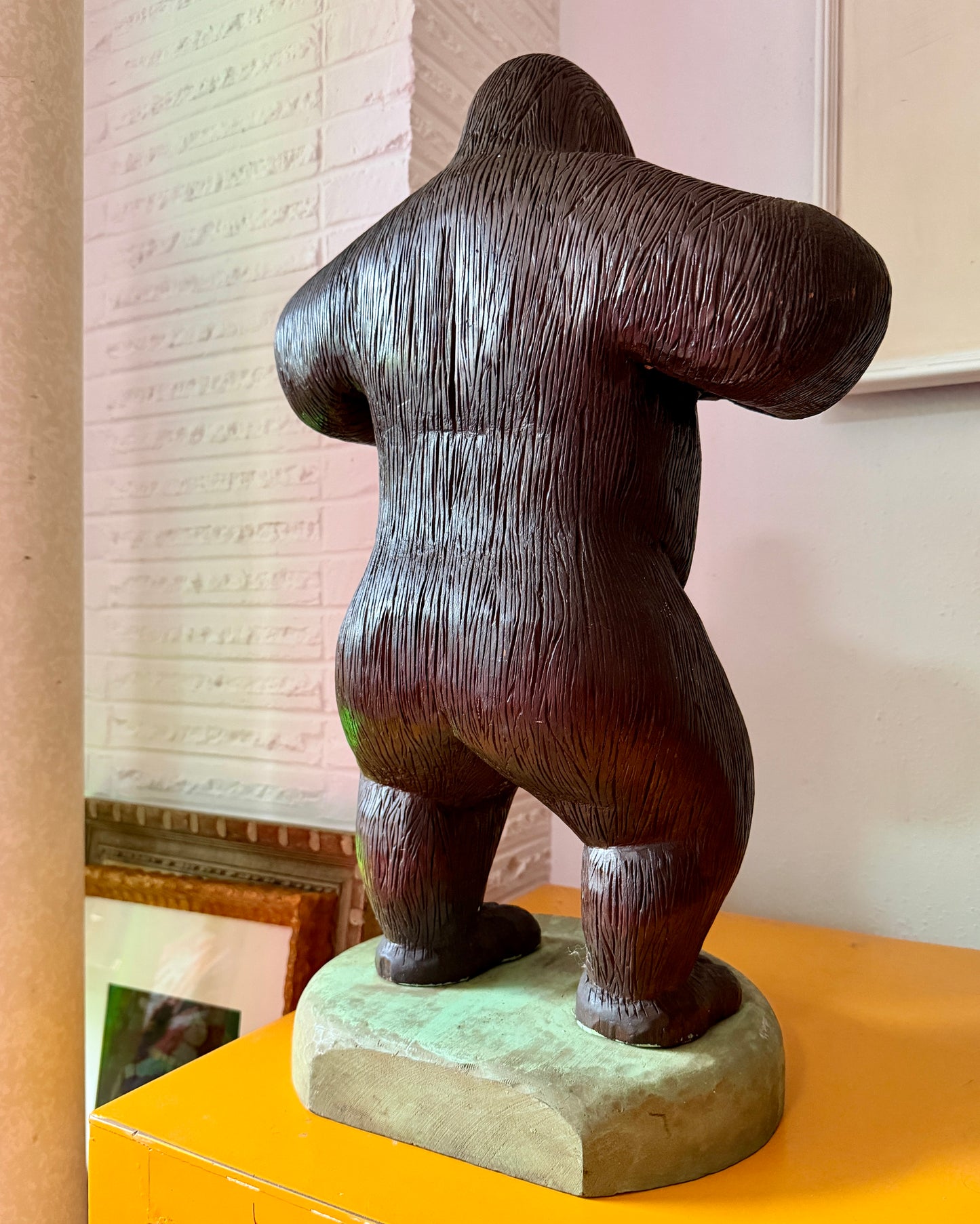 Large mid 20th century folk art gorilla carving