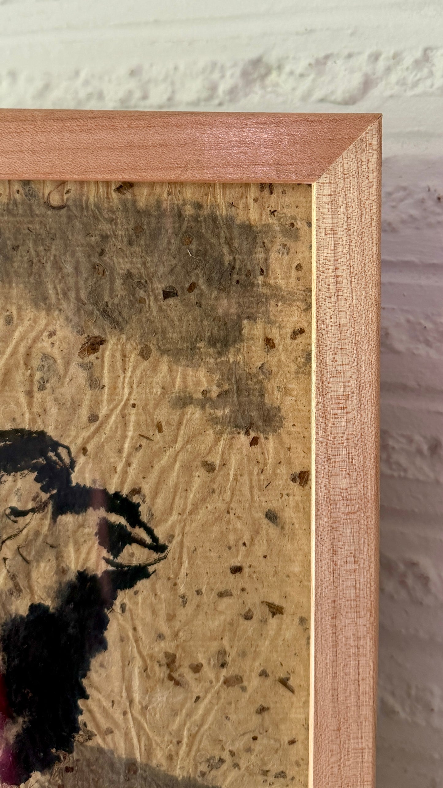 Eunice Parsons (1916-2024) Watercolor Painting of Sheep on Hand Made Kozo Paper, Framed