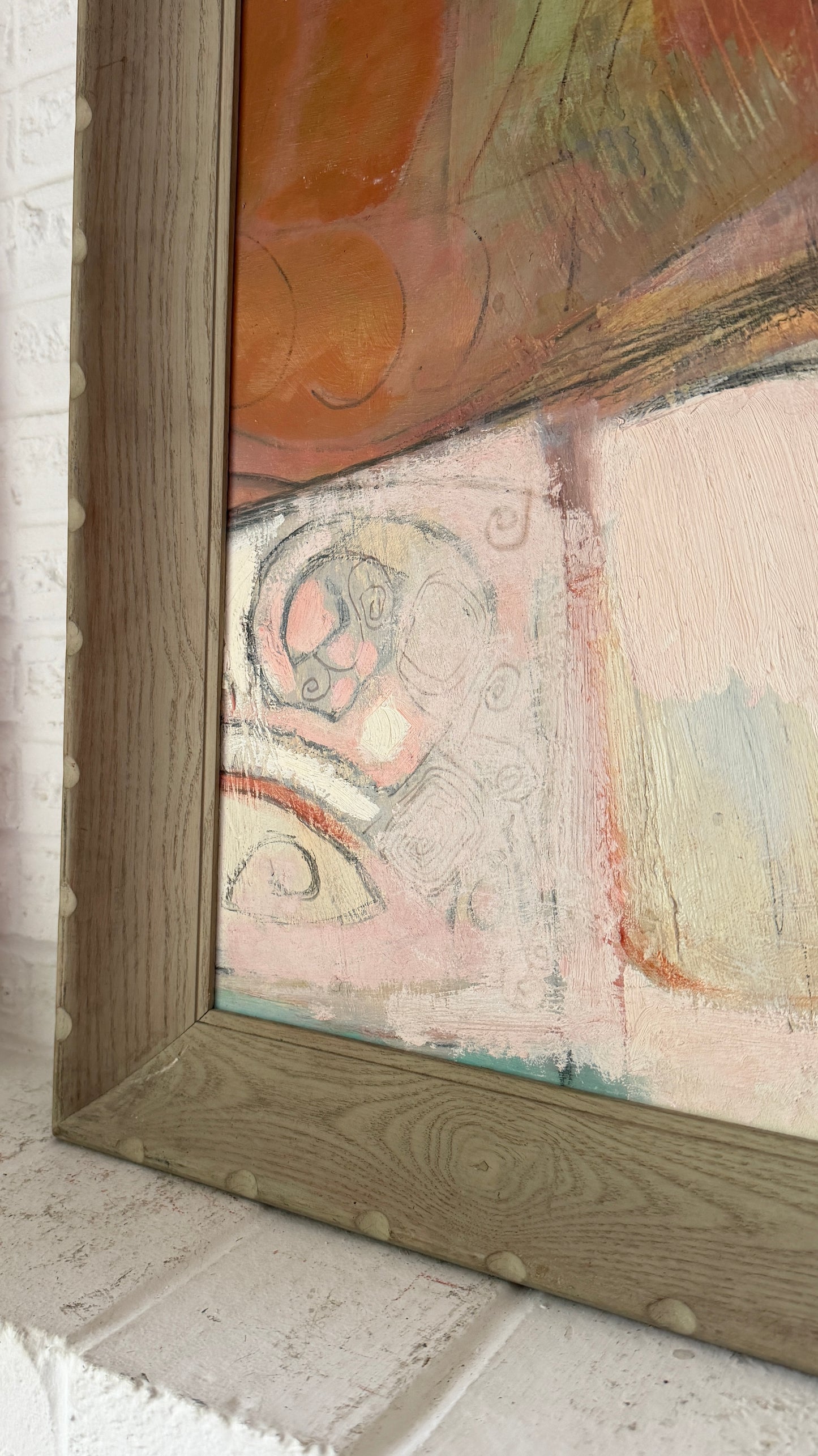 20th century Abstract Composition on Board, unknown, 1950s solid wood frame