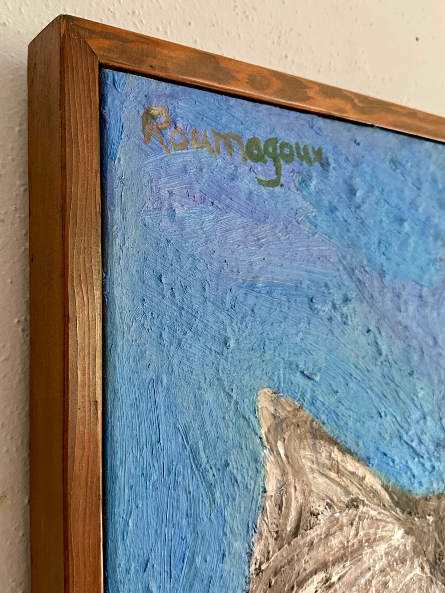 “Dog Toss” 1997 large scale Oil on Canvas by Sandy Roumagoux