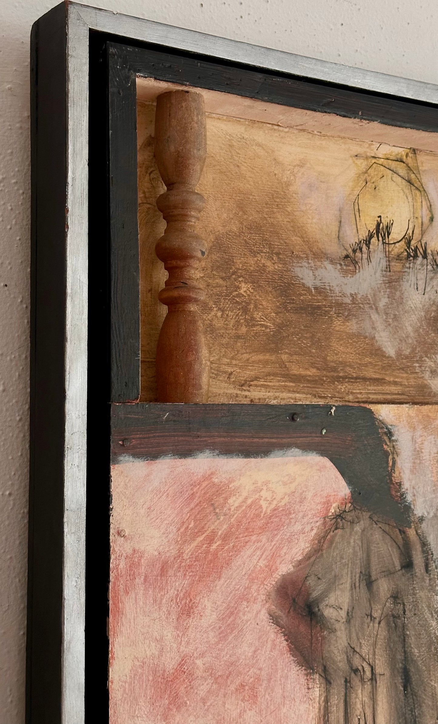 Large Abstract mid 20th Century Assemblage Painting