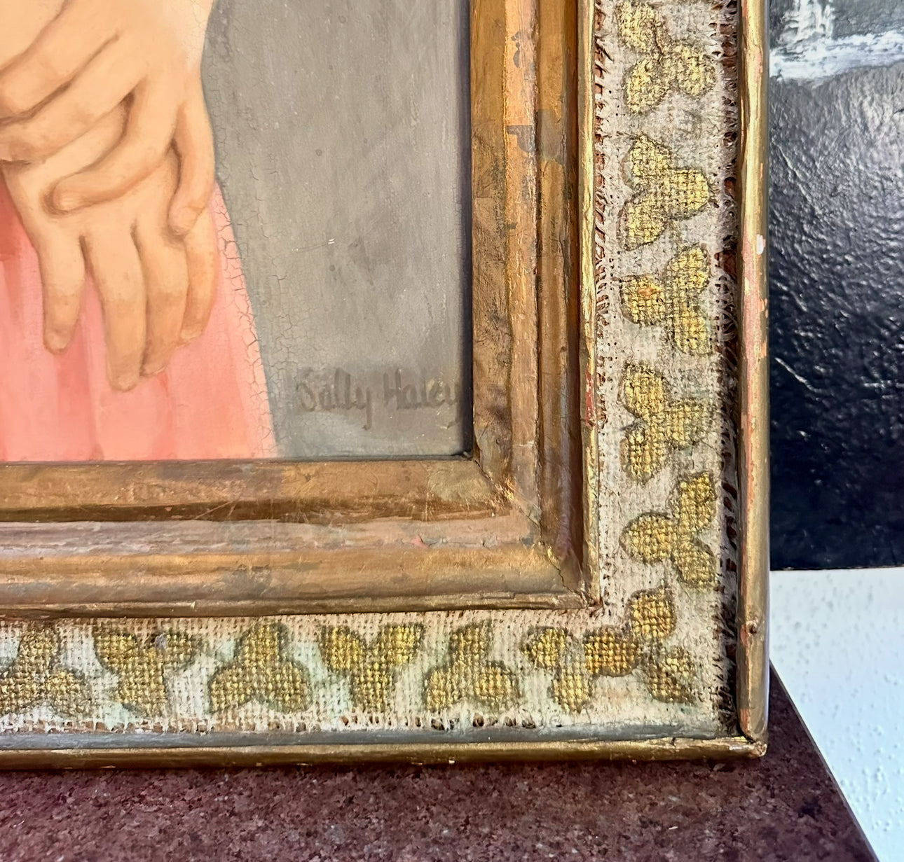 Egg Tempera on Board Portrait of a Young Girl by Sally Haley, Original Custom Frame