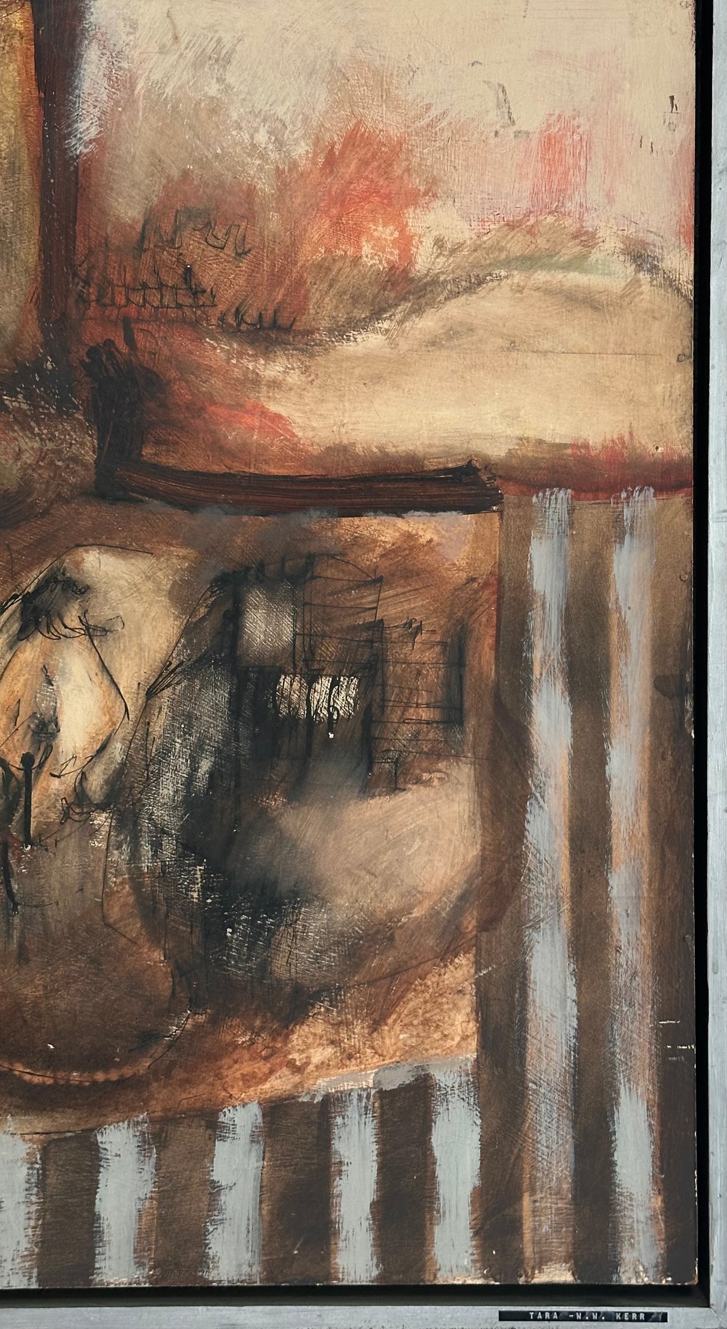 Large Abstract mid 20th Century Assemblage Painting