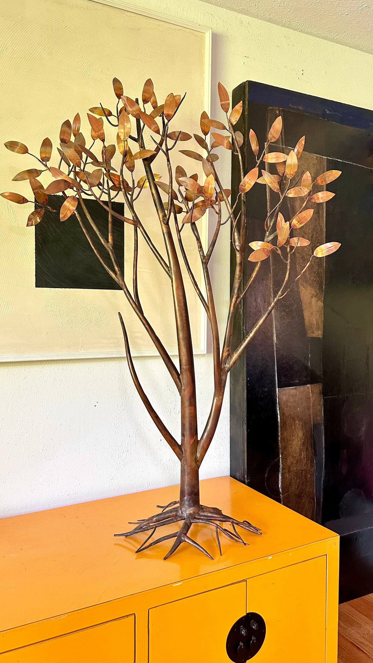 Mid 20th Century Mixed Metal Life Size Tree Sculpture