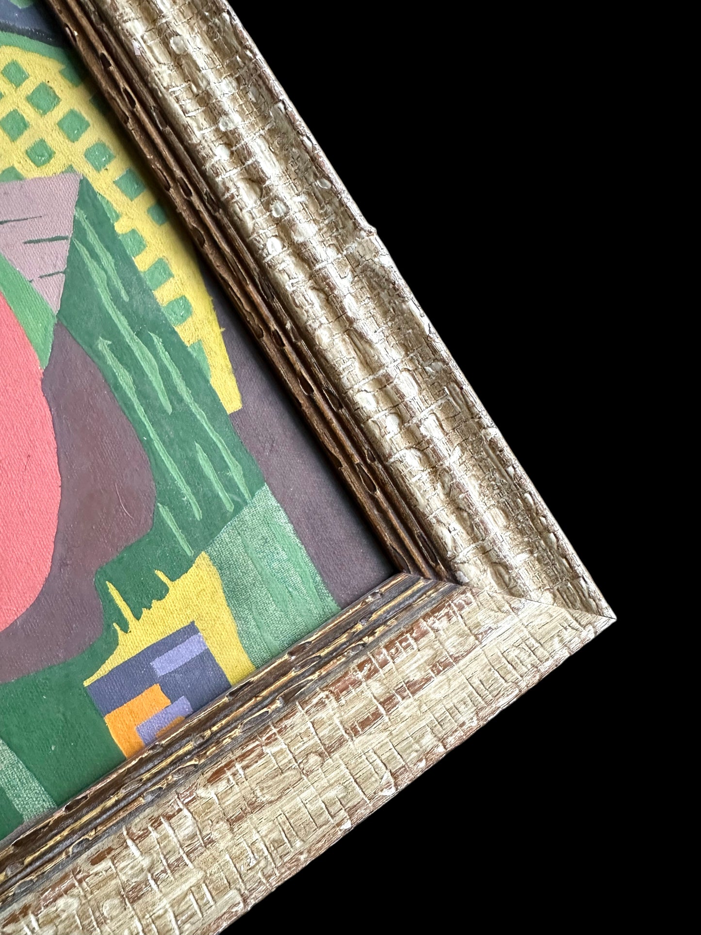 Modernist Still Life Painting on Canvas in Vintage Frame