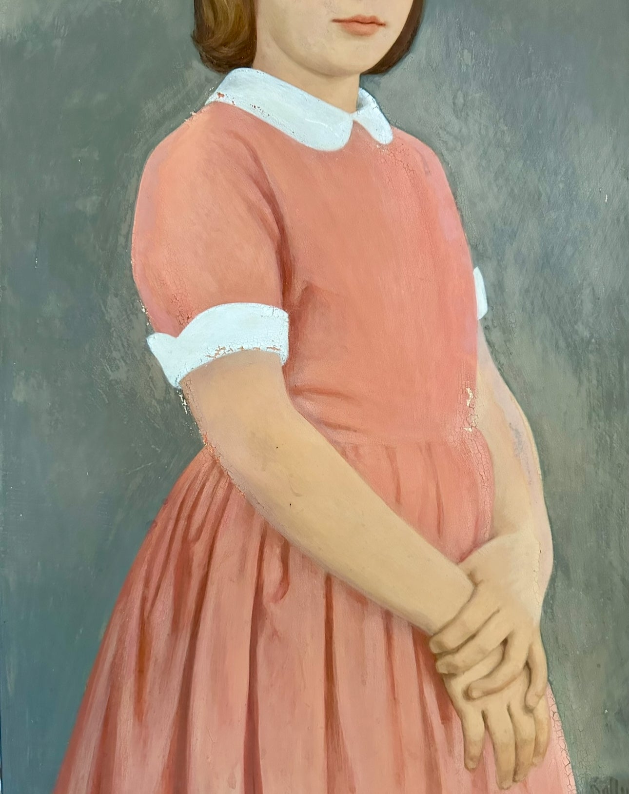 Egg Tempera on Board Portrait of a Young Girl by Sally Haley, Original Custom Frame