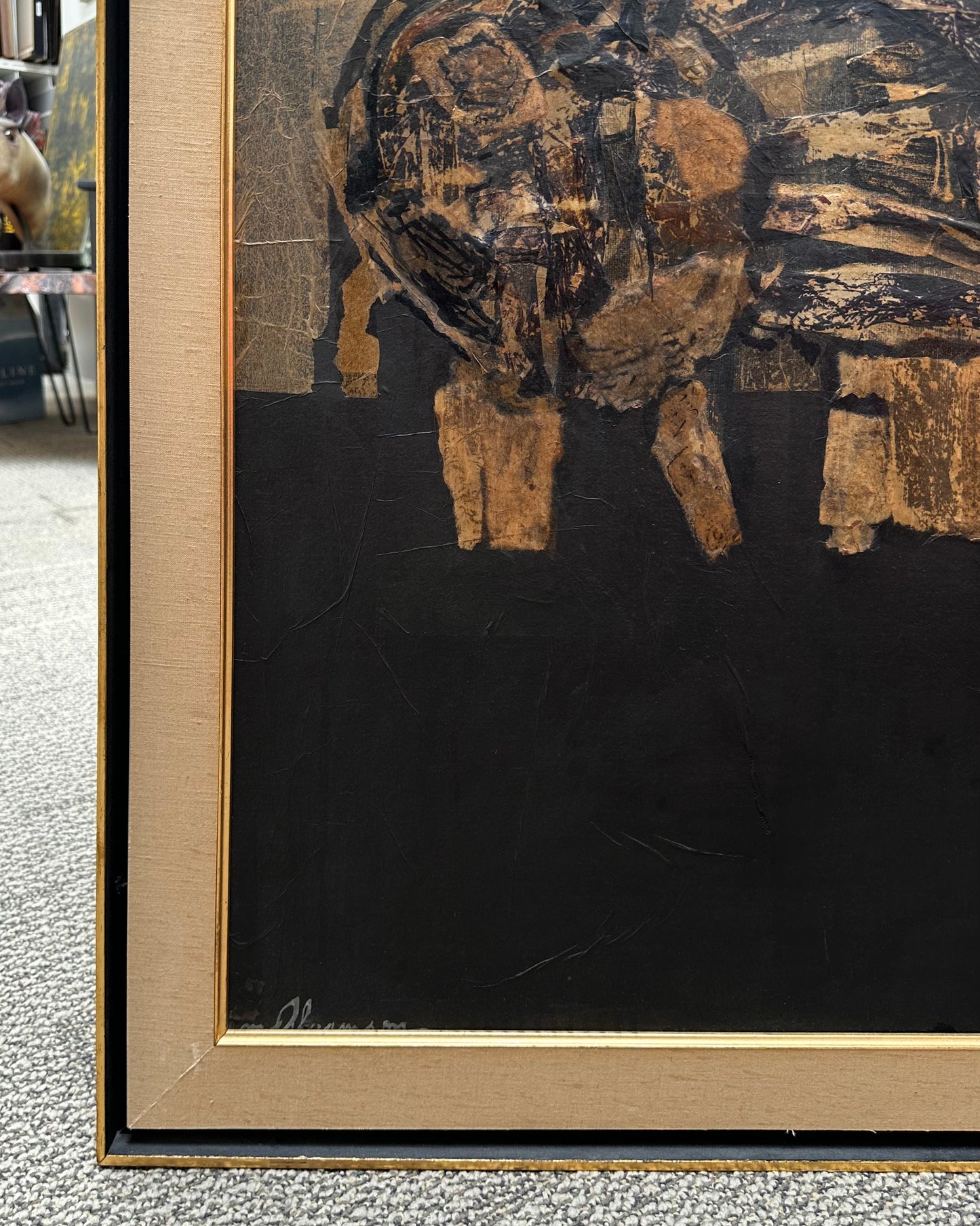 Maurice Abramson (1908-1993) Large Abstract Mixed Media Composition in Original Frame, 1960s