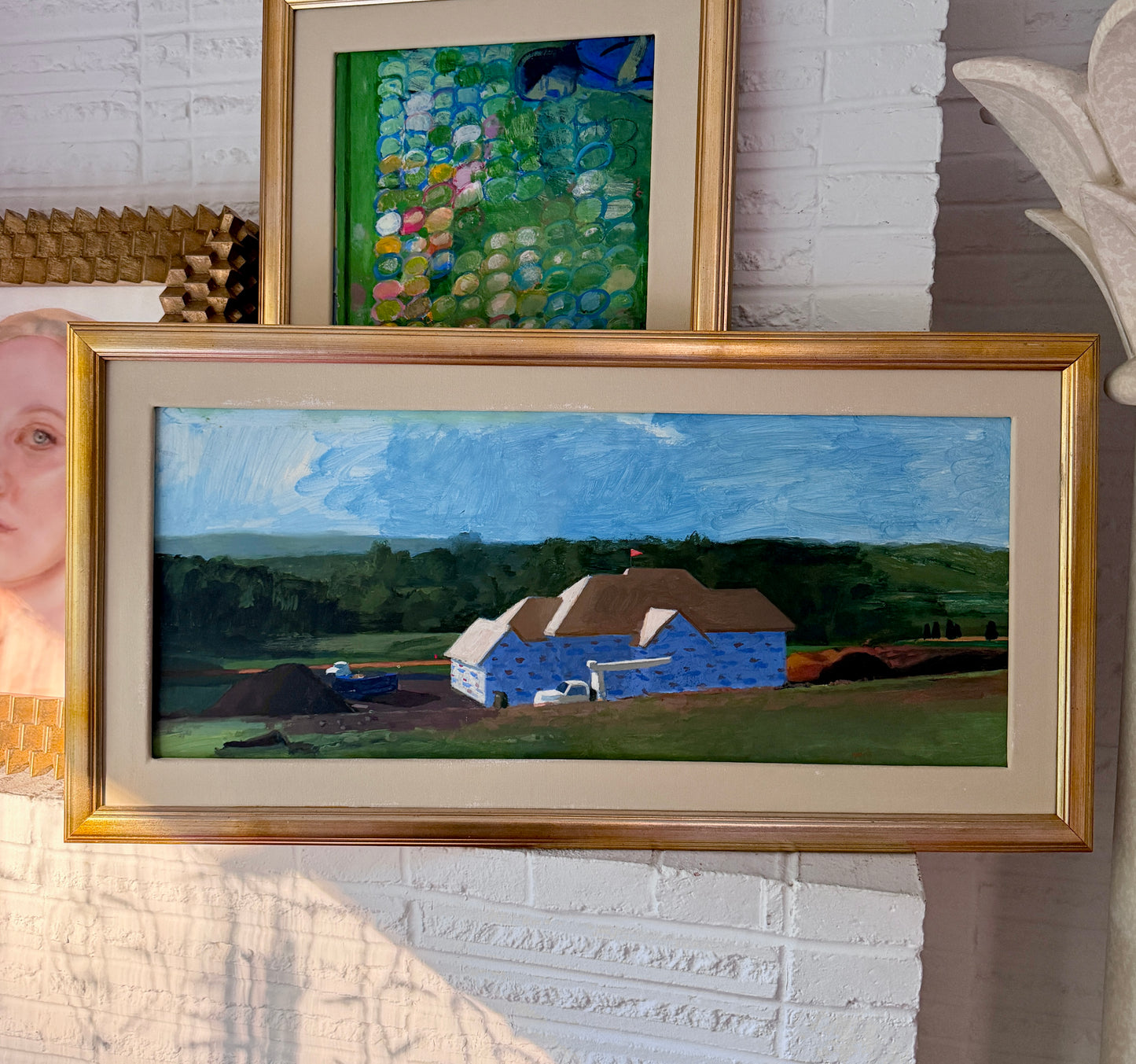 20th Century American John Mart Opie (b. 1936) House with Tyvek Wrap, Artist Framed