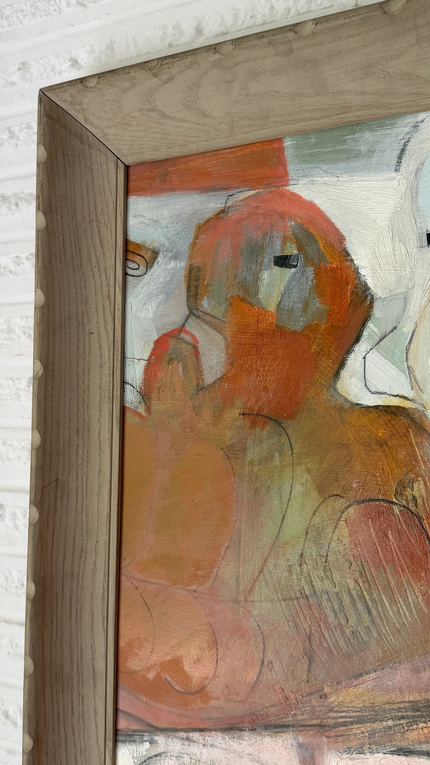 20th century Abstract Composition on Board, unknown, 1950s solid wood frame