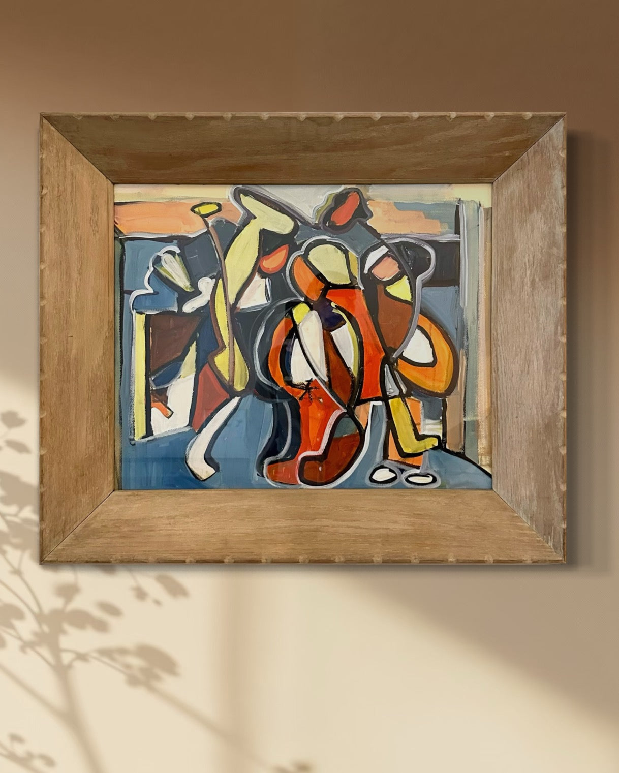 1960s Abstract Painting on Paper in Vintage Deep Cove Frame