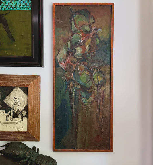 Mid 20th Century Abstract Oil on Canvas, Custom Framing