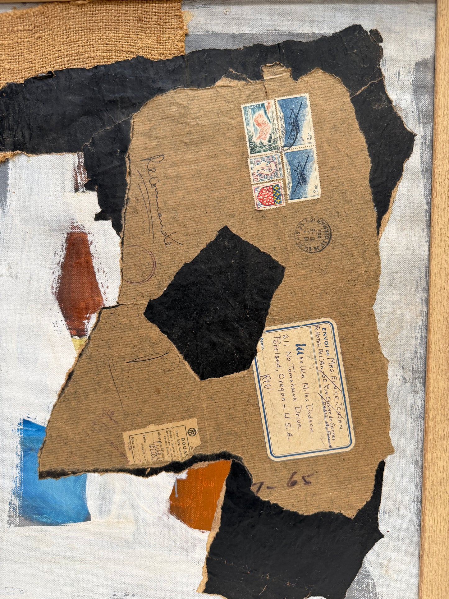 Eunice Jensen Parsons (1916-2024) Modernist Mixed Media Collage 1965