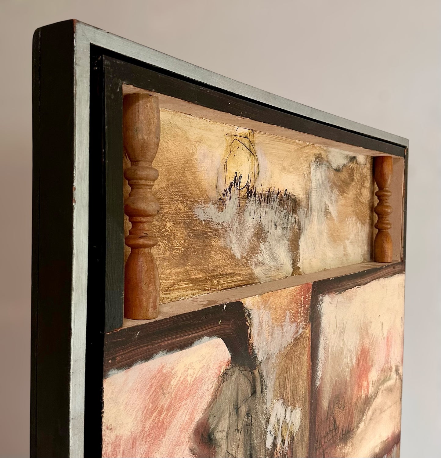 Large Abstract mid 20th Century Assemblage Painting